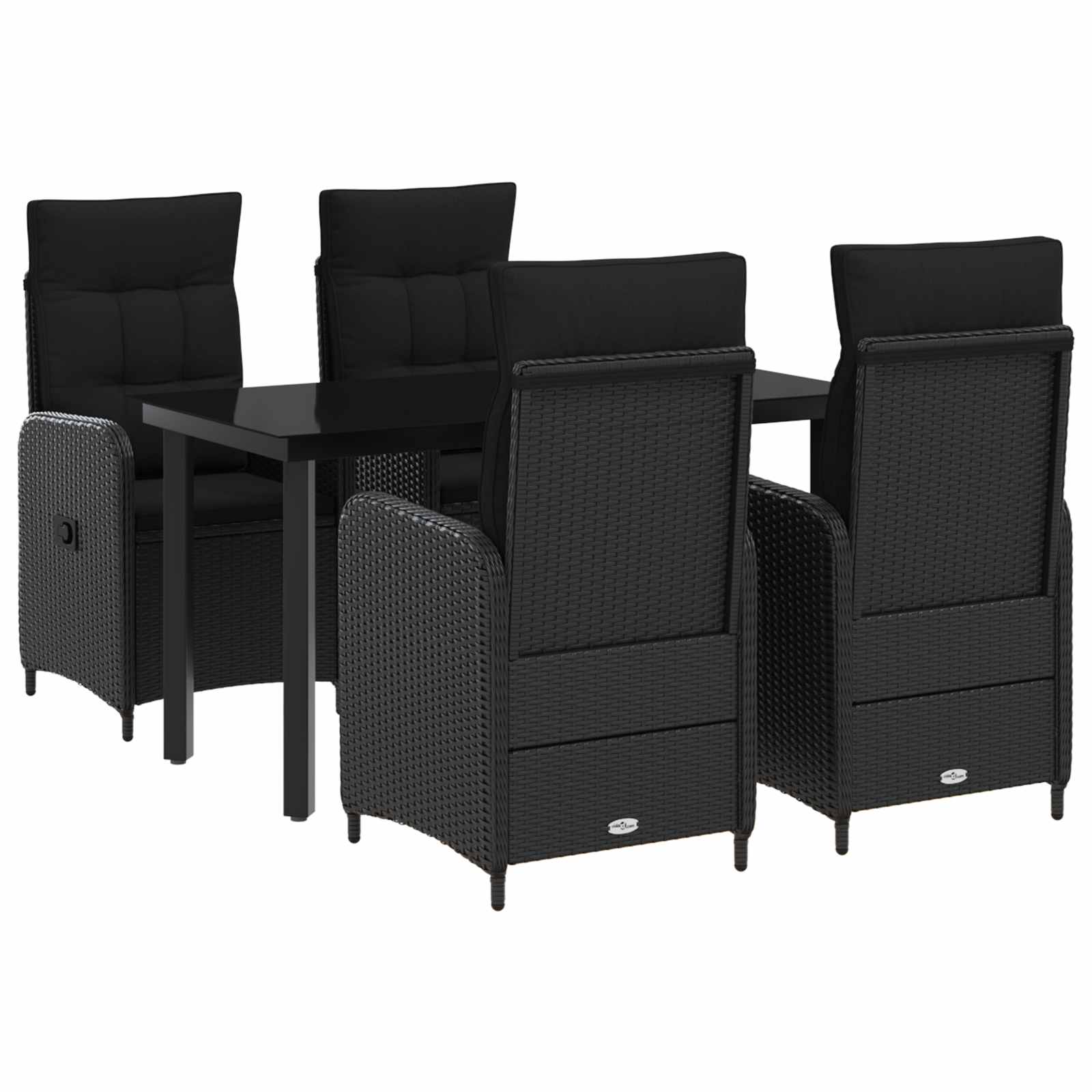 Sofa Table Set 5 pcs Black PE Rattan and Powder-Coated Steel