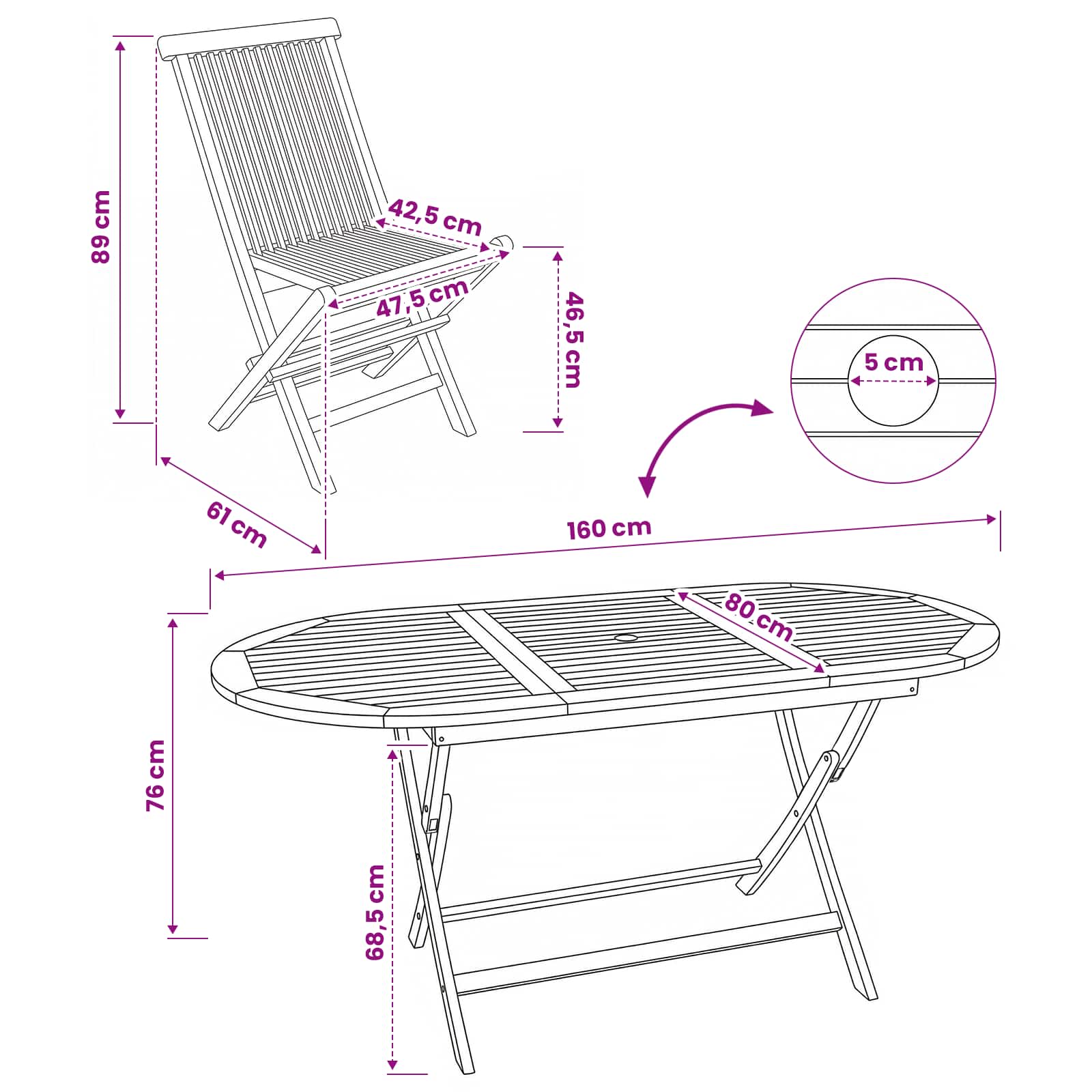 Garden Furniture Set 7 pcs Natural Solid Teak Wood