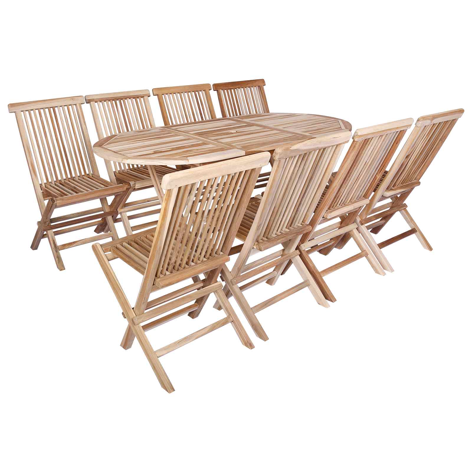 Garden Furniture Set 9 pcs Natural Solid Teak Wood