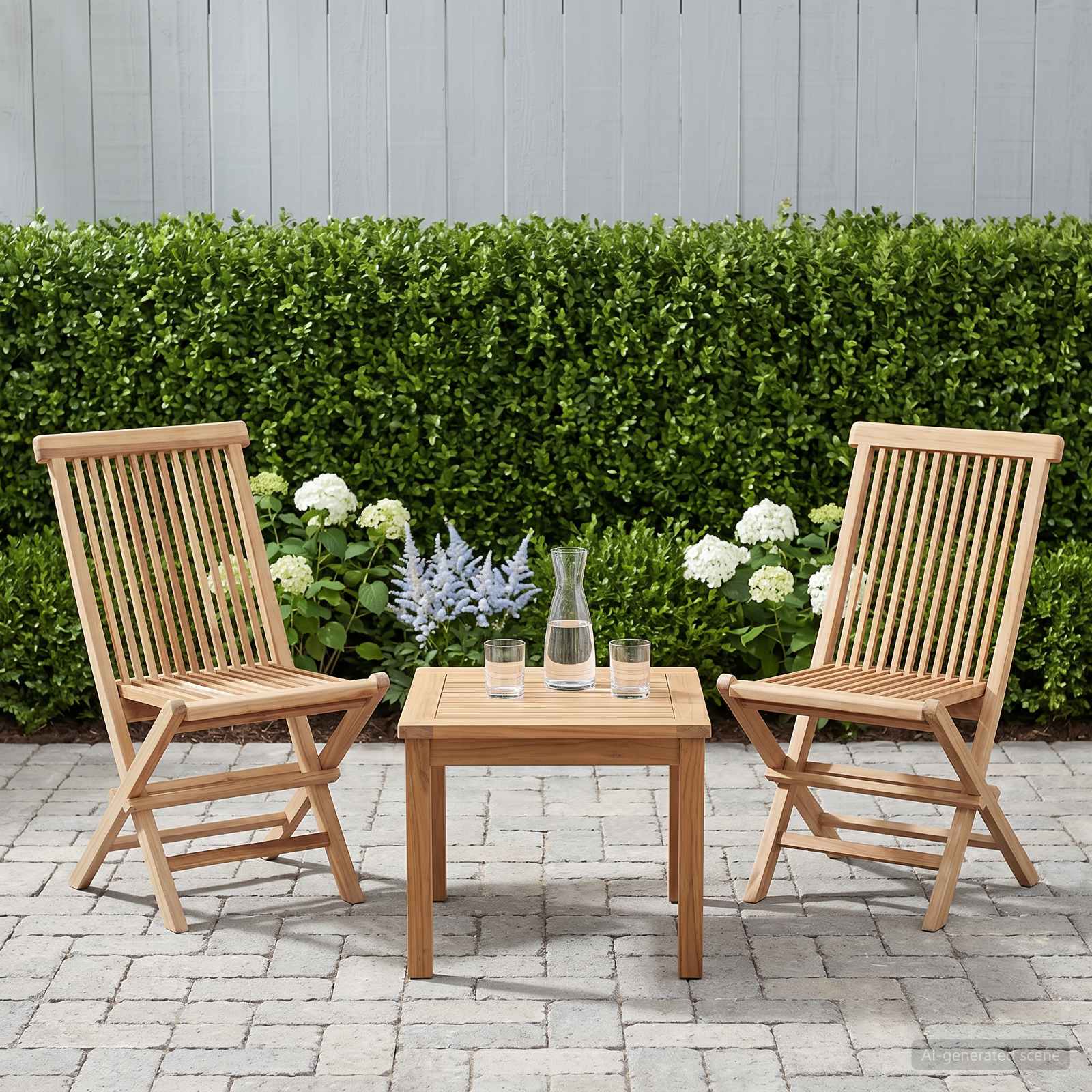 Folding Garden Chair 2 pcs Natural Solid Teak Wood