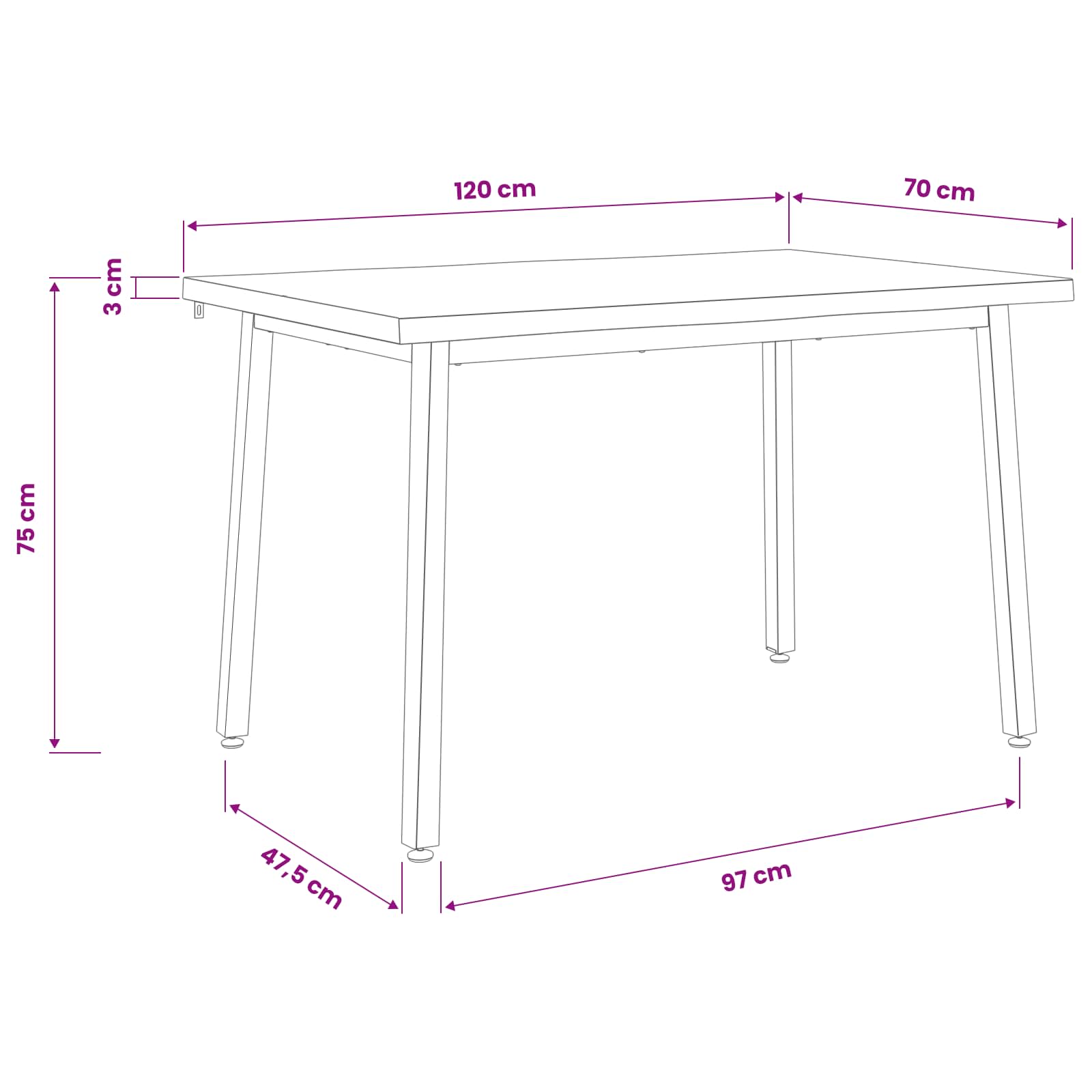 120 x 70 x 75 cm Solid Acacia Wood Natural and Black