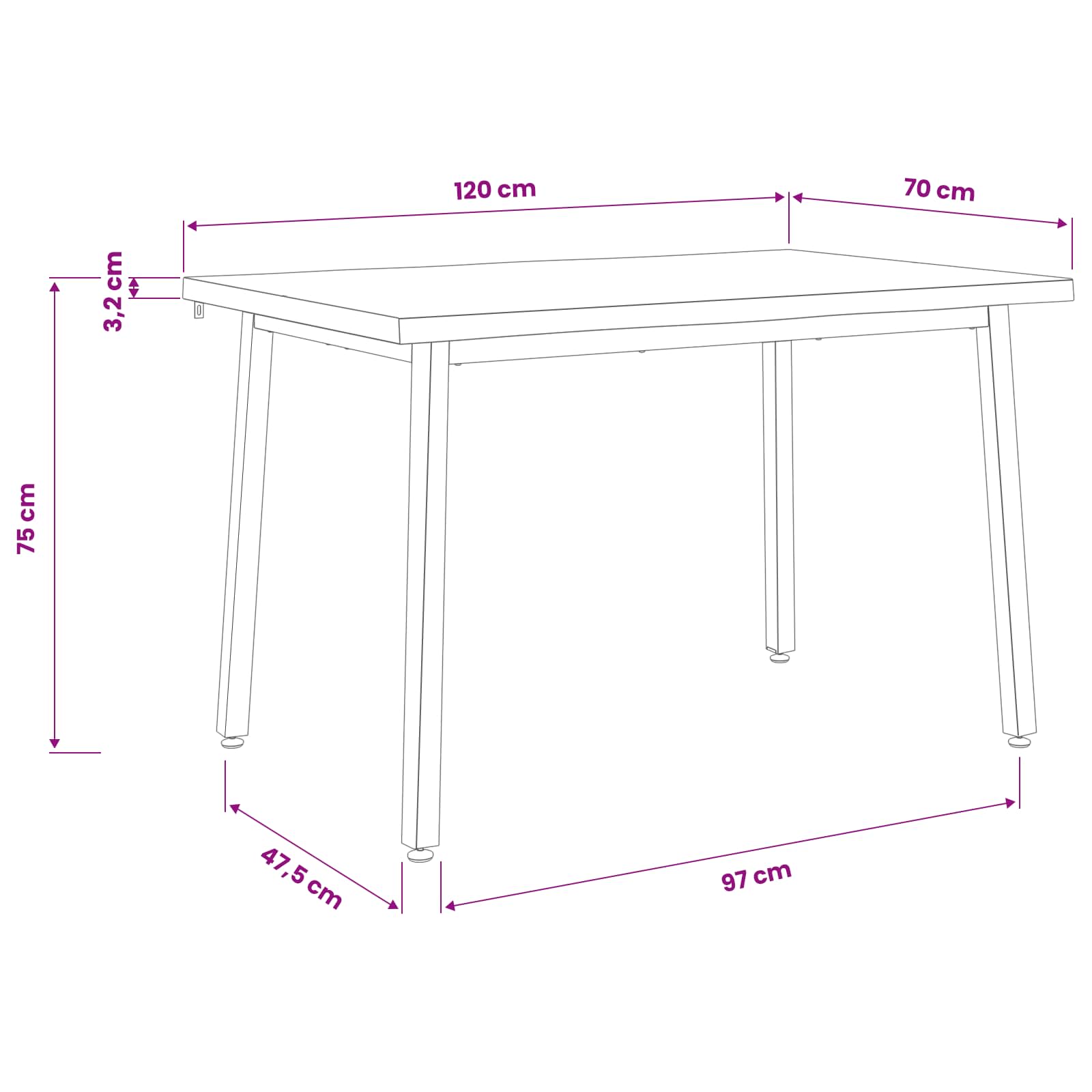120 x 70 x 75 cm Solid Acacia Wood Natural and Black