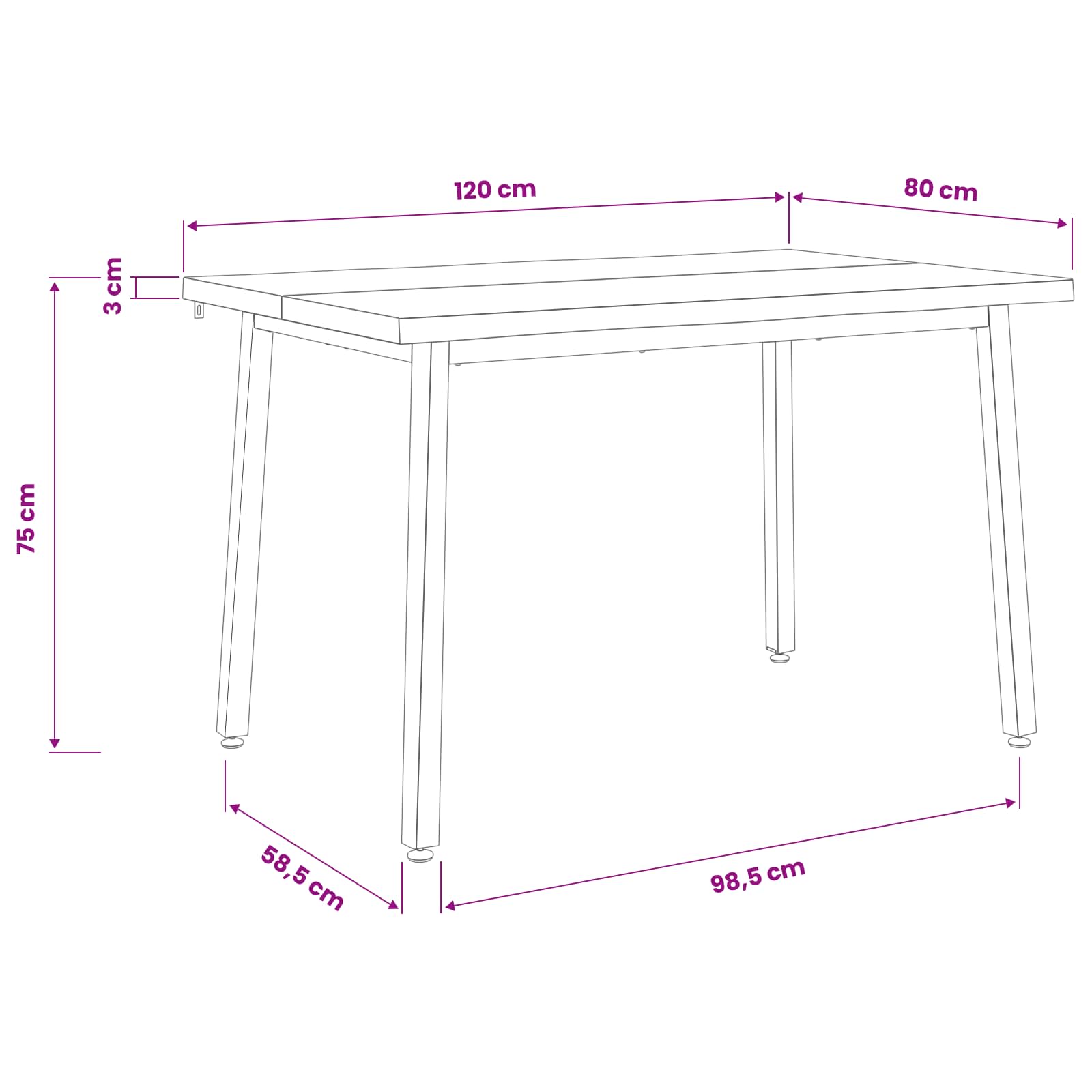 120 x 80 x 75 cm Solid Acacia Wood Natural and Black