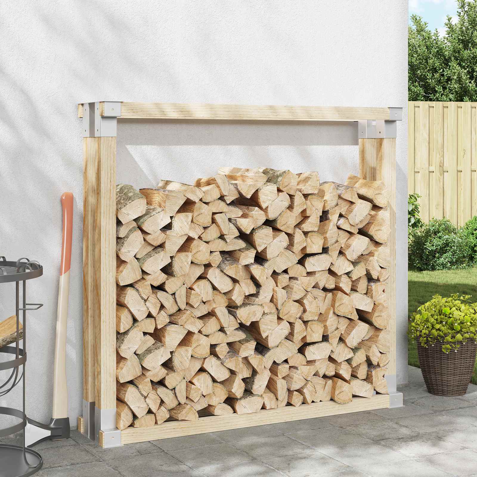 Firewood Stack Aid 12 pcs Silver 34 x 10 x 15 cm Steel