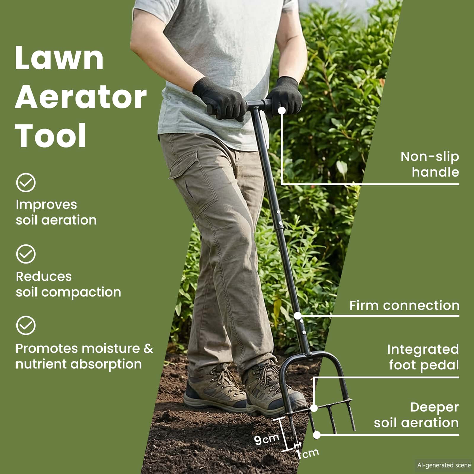 Lawn Aerator Tool Black 95 x 27 cm Plastic