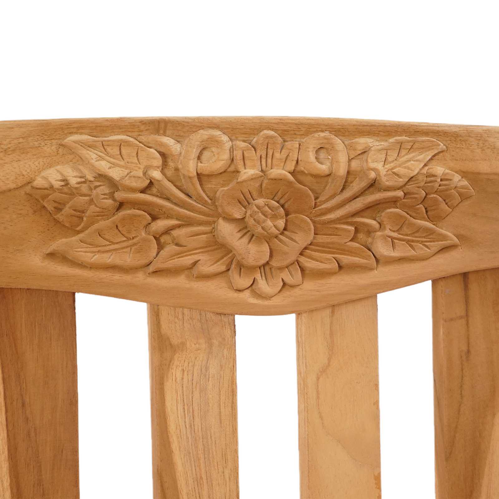 Handcarved Rose Bench Natural 150 x 60 x 90 cm Solid Teak Wood