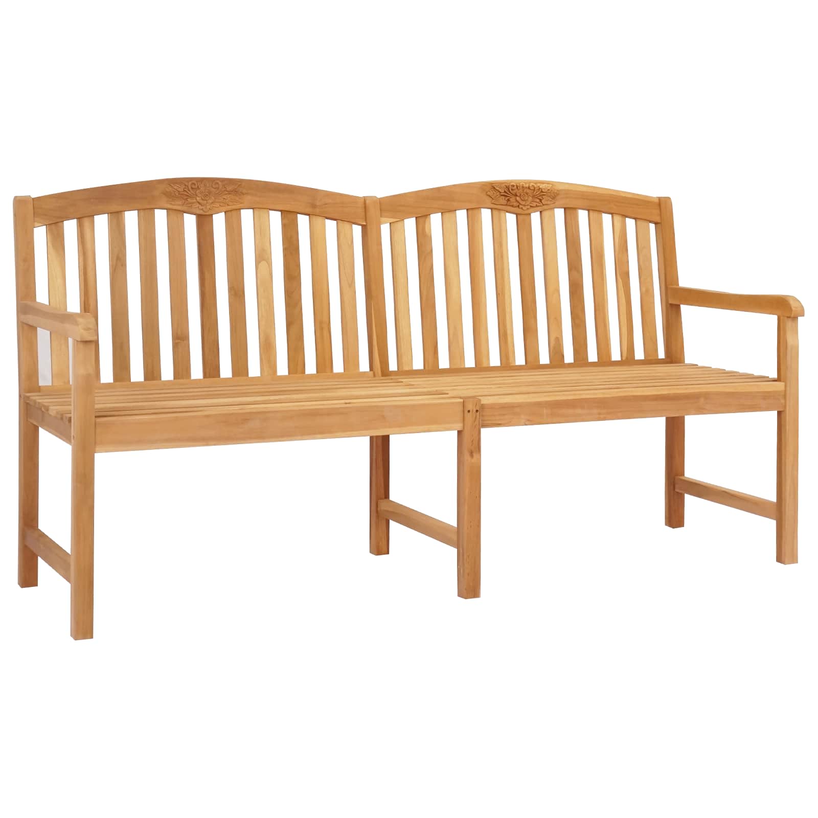 Handcarved Rose Bench Natural 150 x 60 x 90 cm Solid Teak Wood