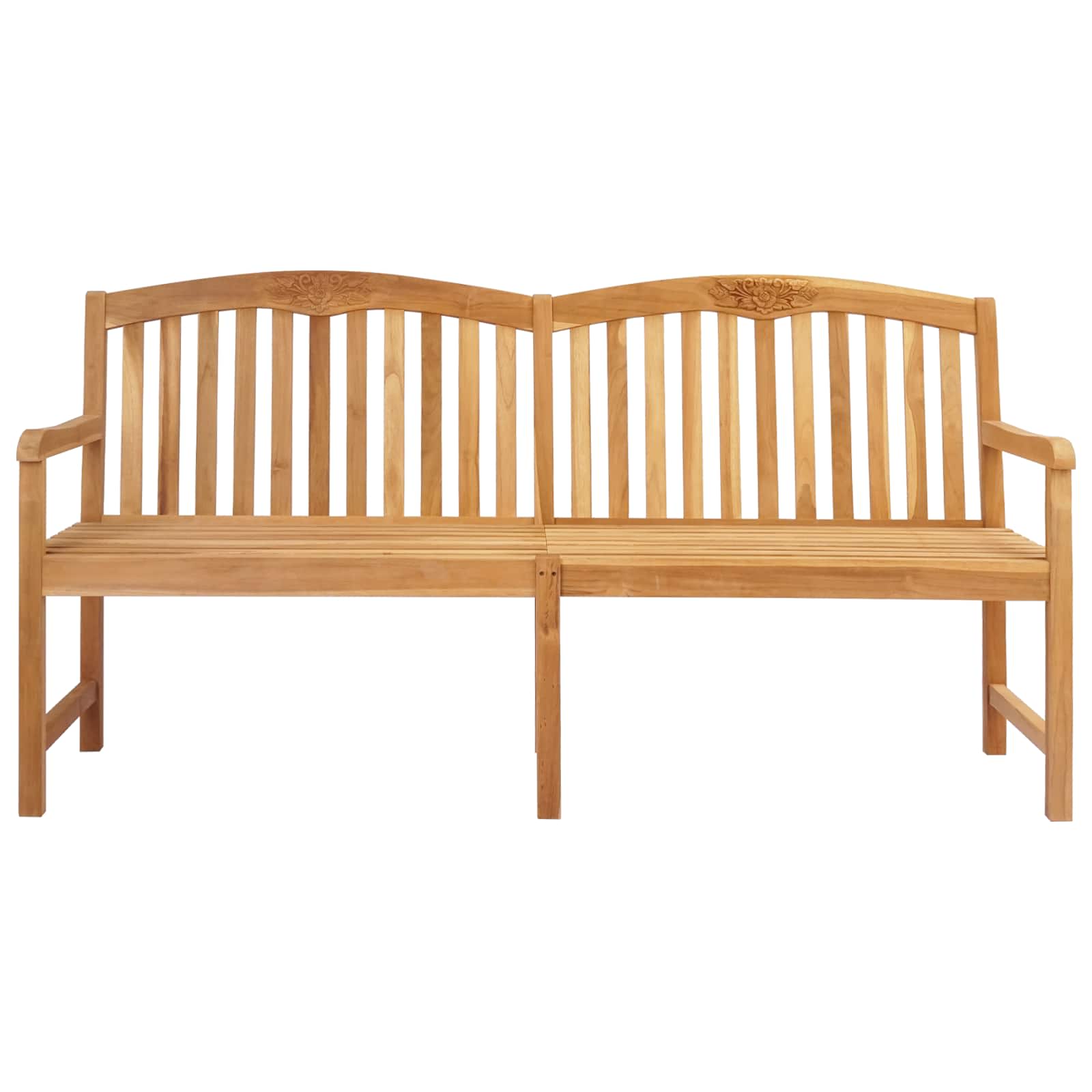 Handcarved Rose Bench Natural 150 x 60 x 90 cm Solid Teak Wood