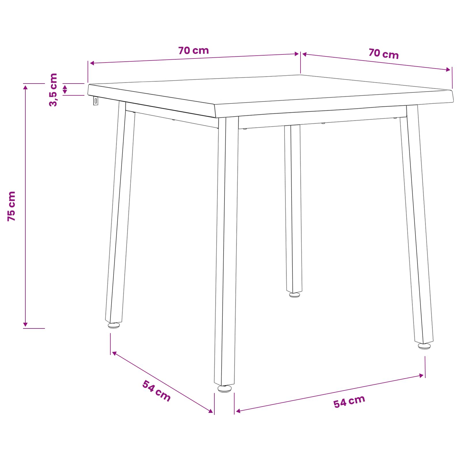 70 x 70 x 75 cm Solid Acacia Wood Natural and Black Square