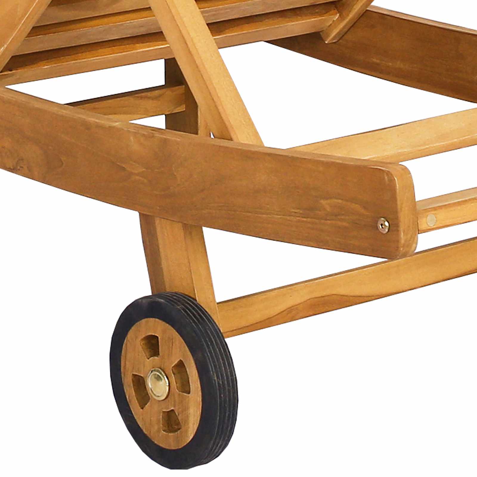 Sun Lounger Solid Teak Wood Brown