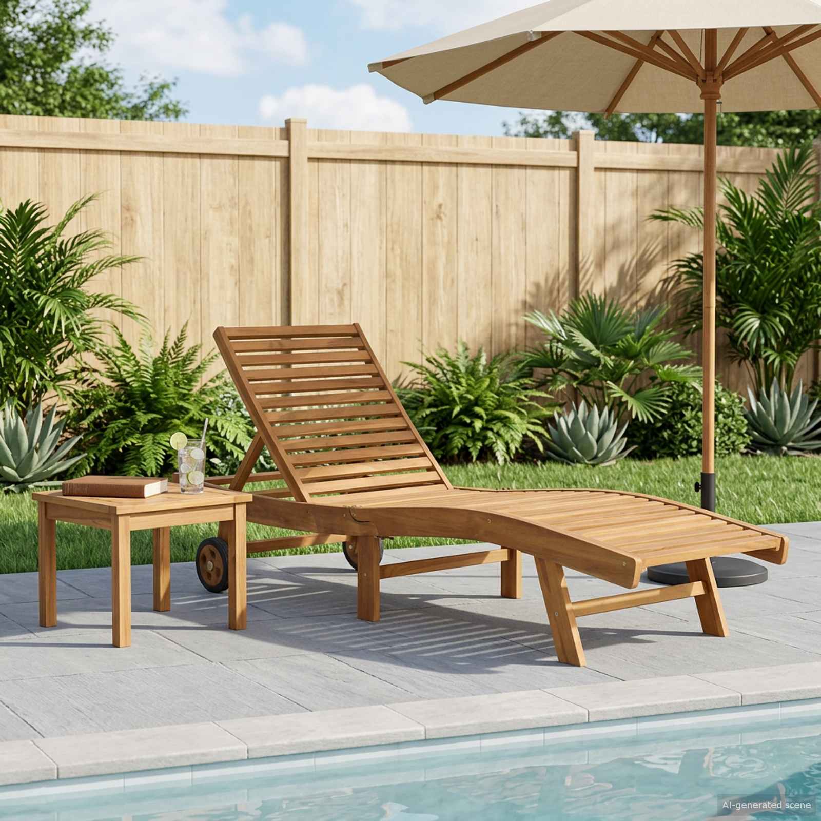 Sun Lounger Solid Teak Wood Brown