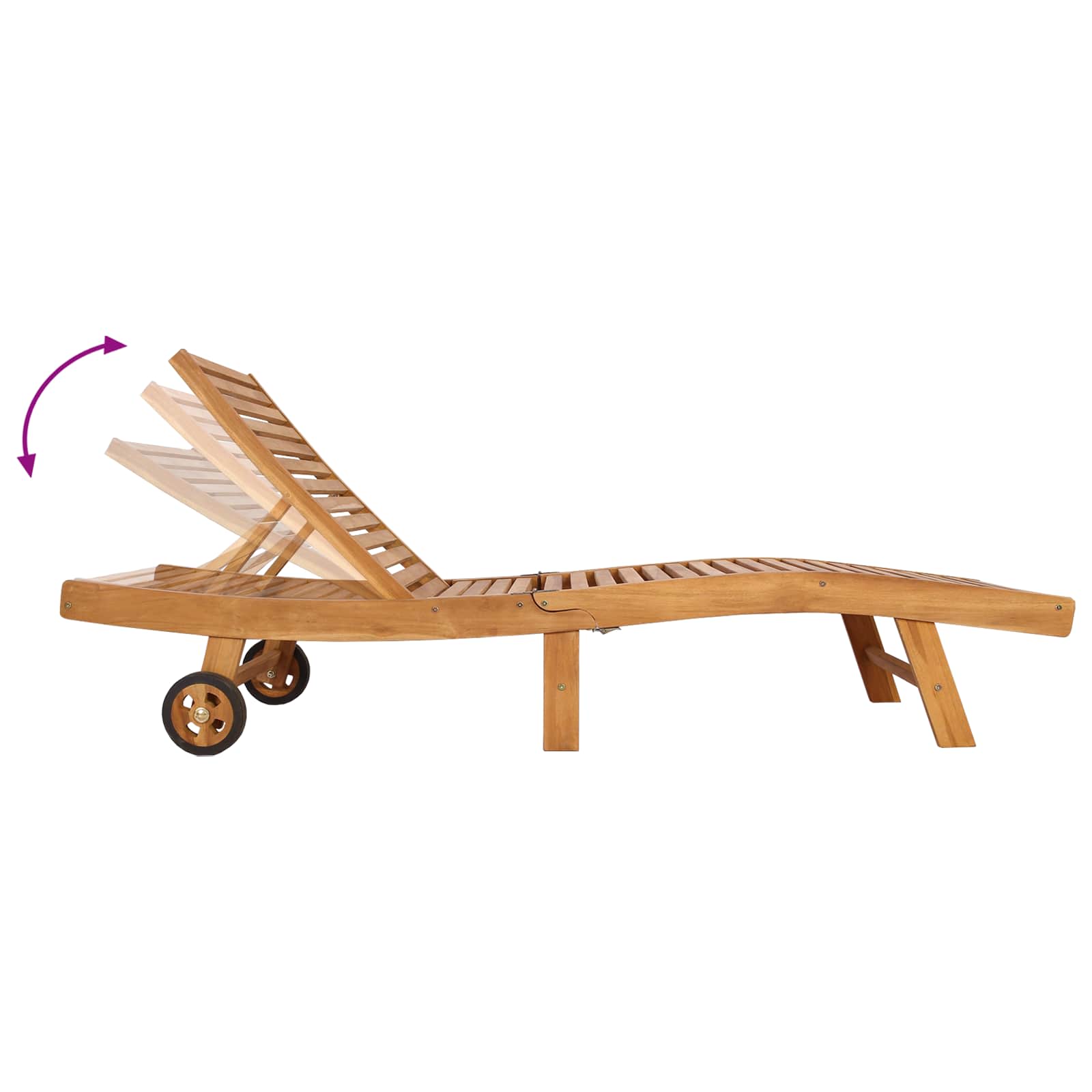 Sun Lounger Solid Teak Wood Brown