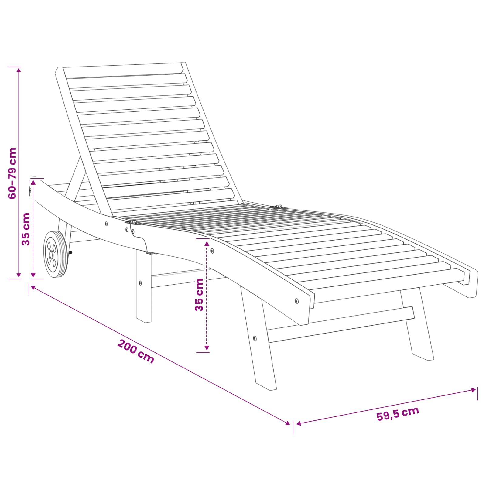 Sun Lounger Solid Teak Wood Brown