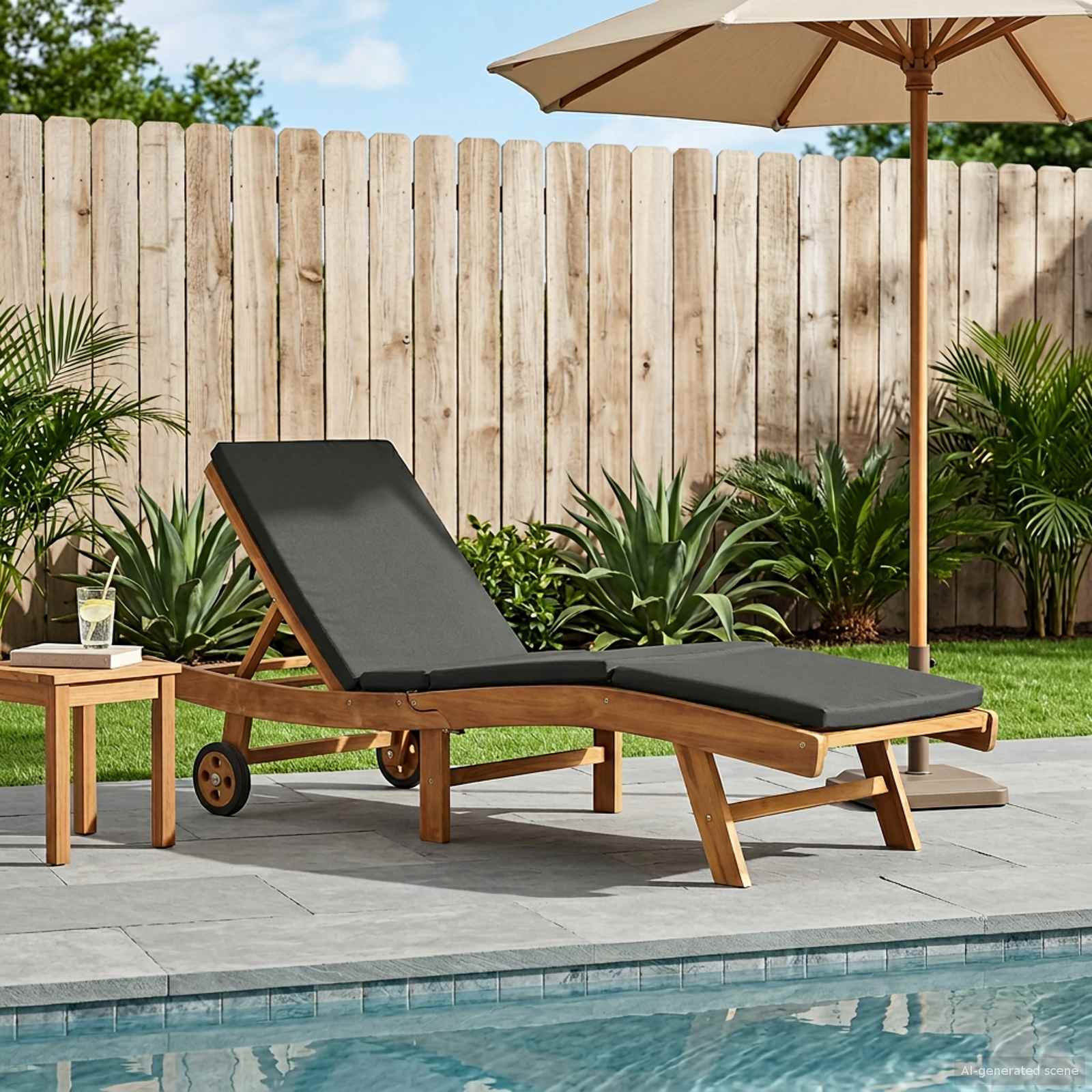 Sun Lounger Polyester Brown and Dark Grey
