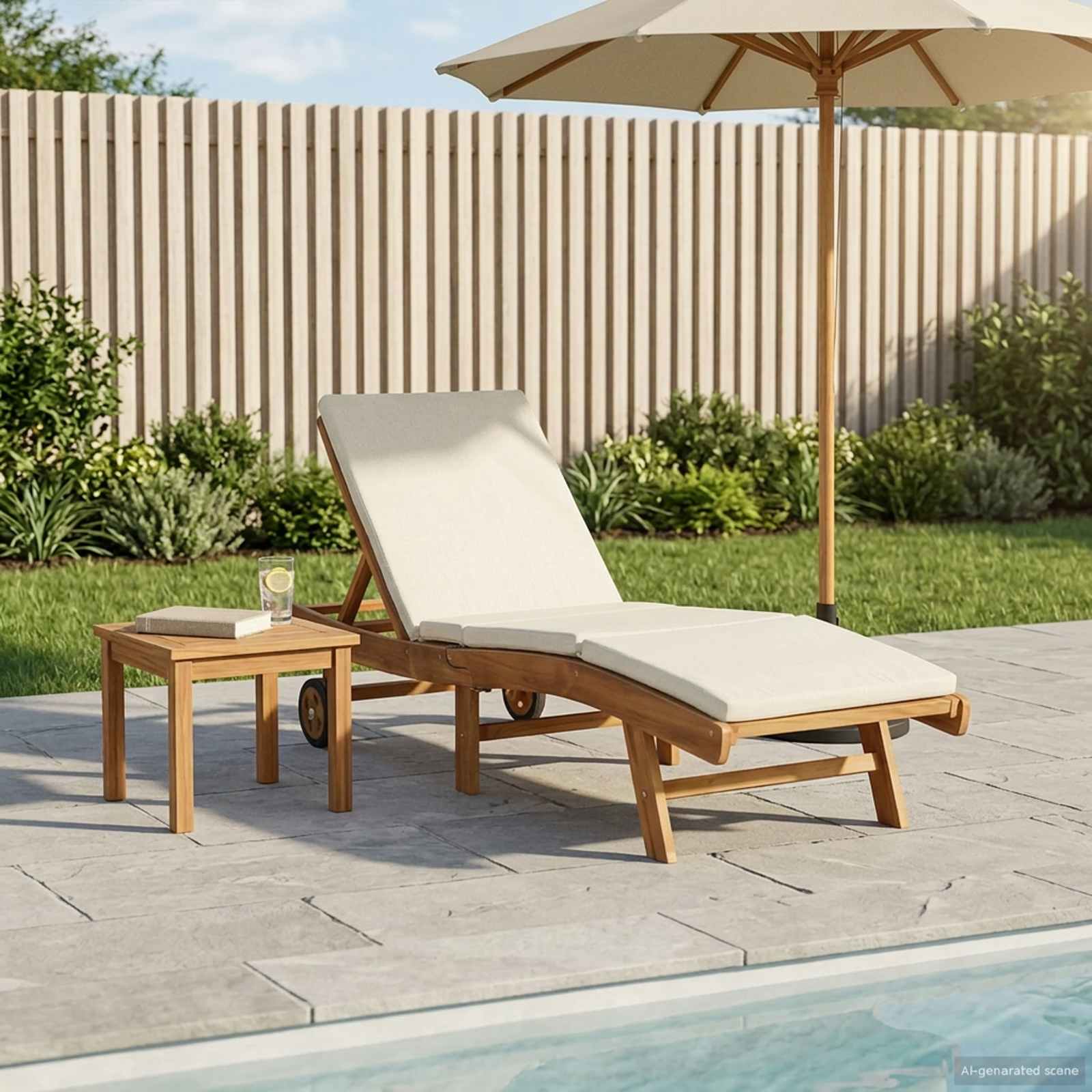 Sun Lounger Polyester Brown and Cream