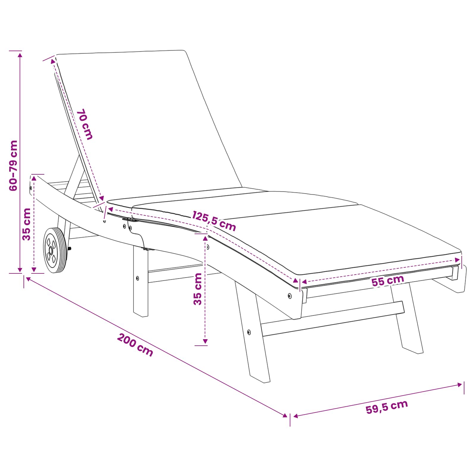Sun Lounger Polyester Brown and Cream