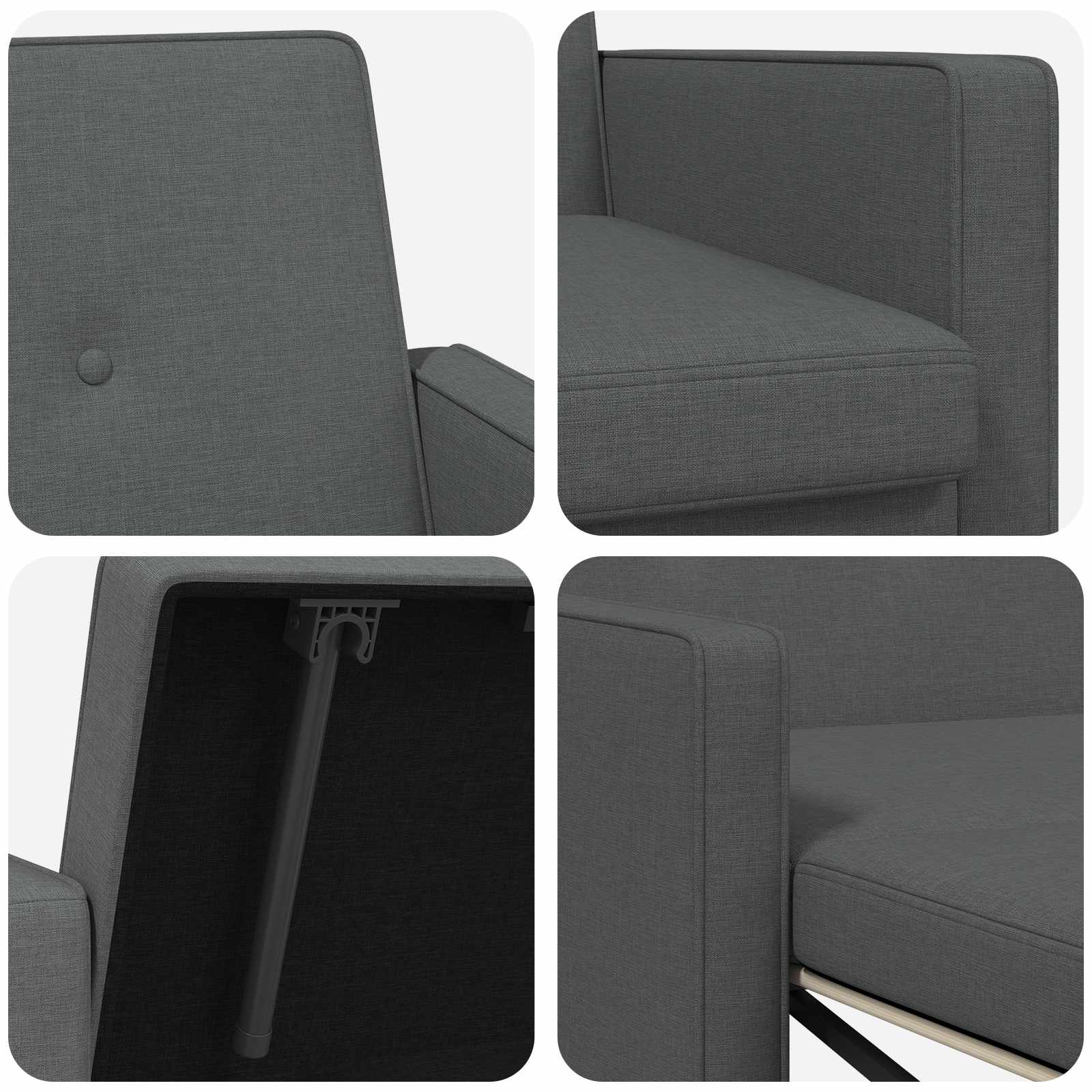 Pull Out Sofa Bed Dark Grey Fabric