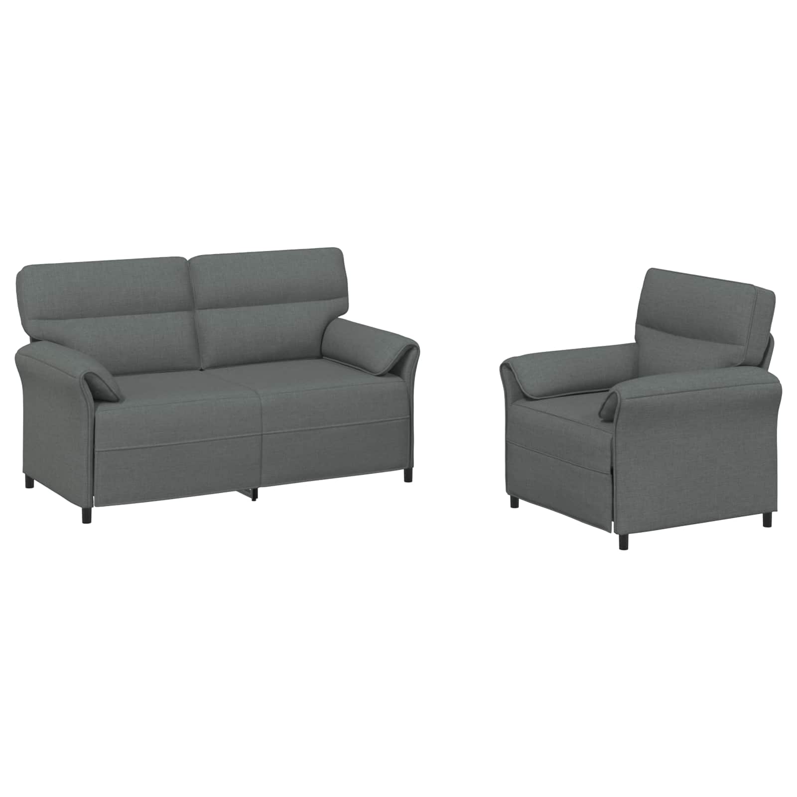 Sofa Set 2 pcs Dark Grey Fabric