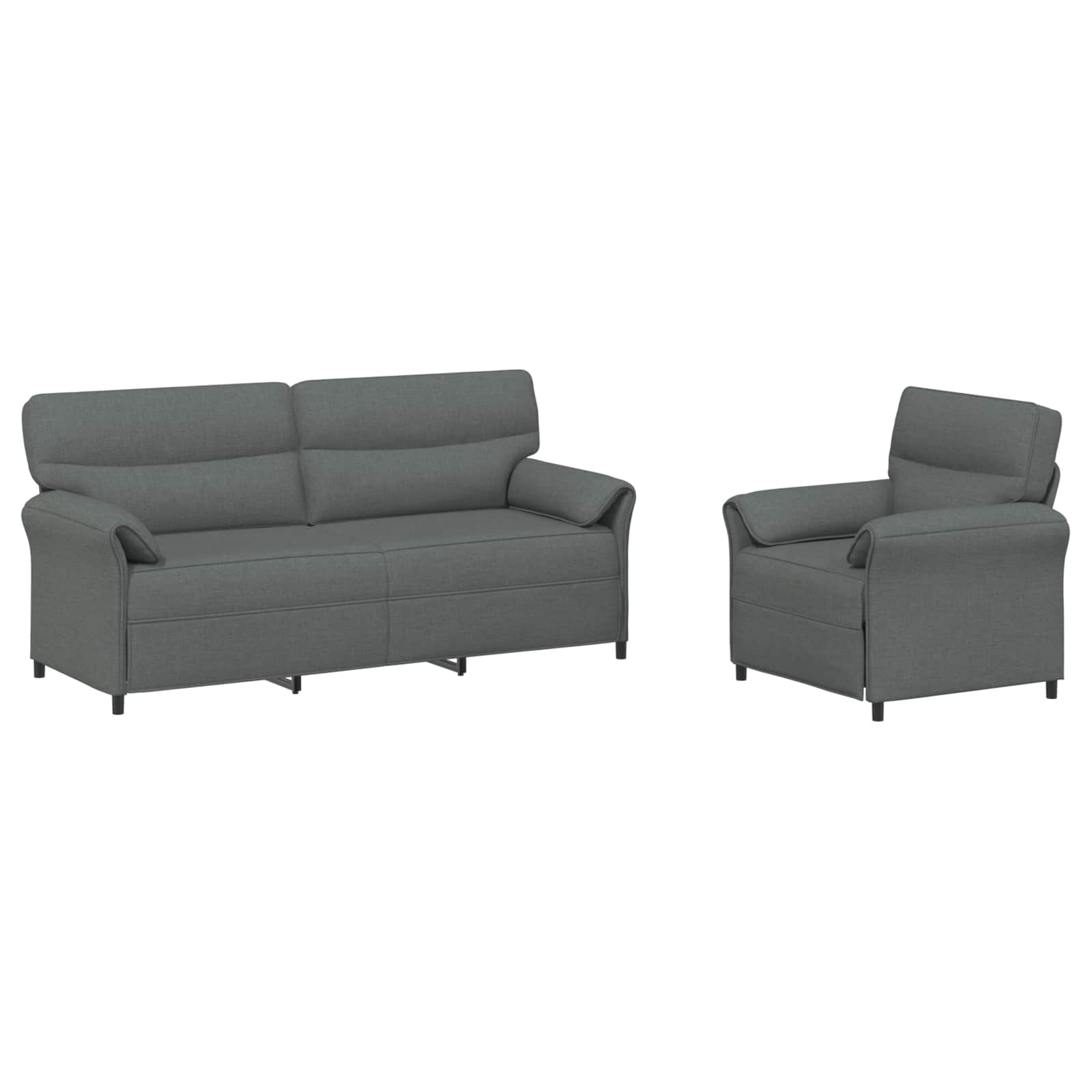 Sofa Set 2 pcs Dark Grey Fabric