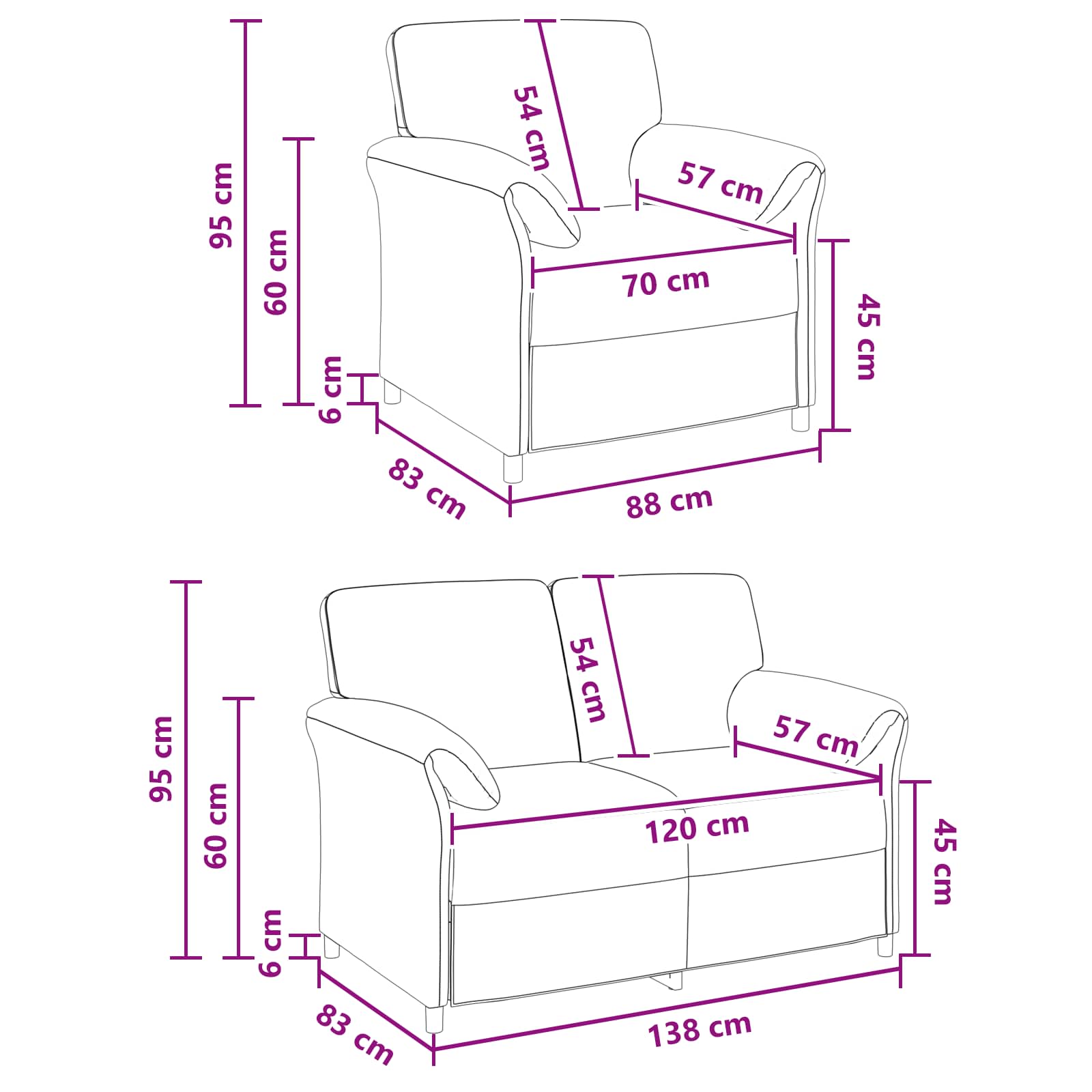 Sofa Set 2 pcs Black Velvet