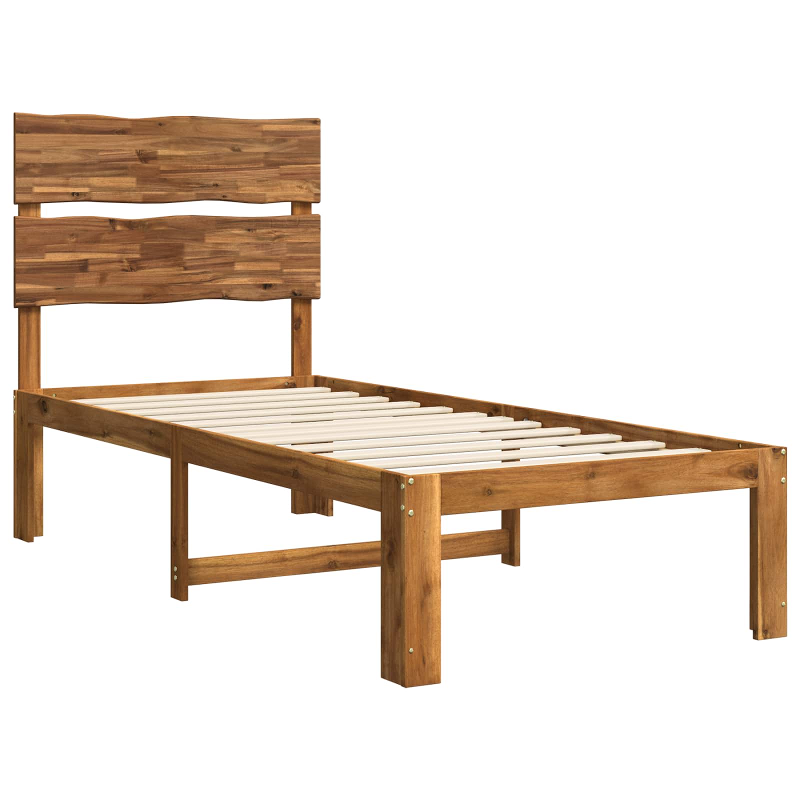 Single Bed Frame with Headboard ROSTOCK Natural 90 x 190 cm