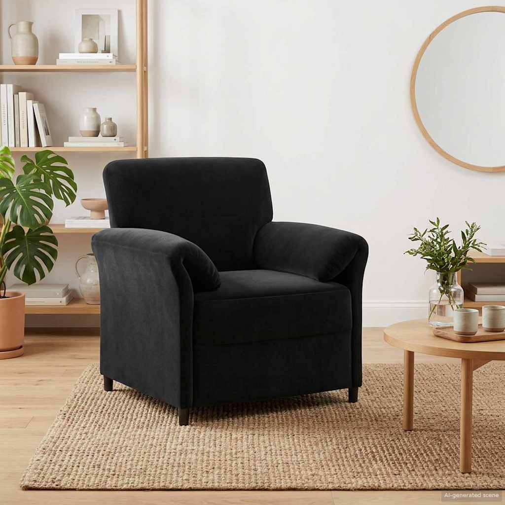 1-Seater Sofa Black 88 x 83 x 95 cm Velvet
