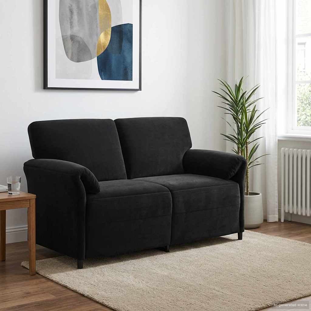 2-Seater Sofa Black 158 x 83 x 95 cm Velvet