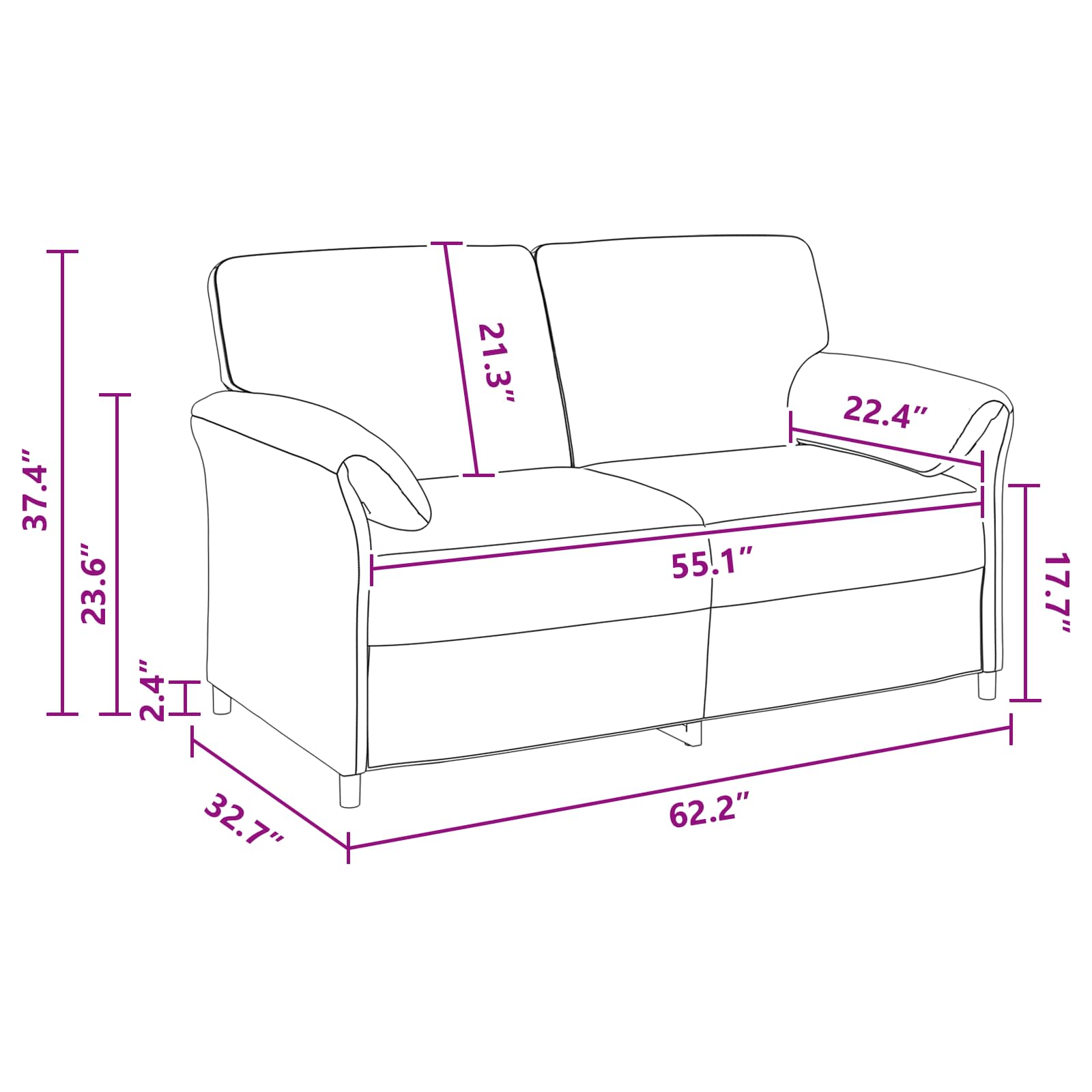 2-Seater Sofa Black 158 x 83 x 95 cm Velvet