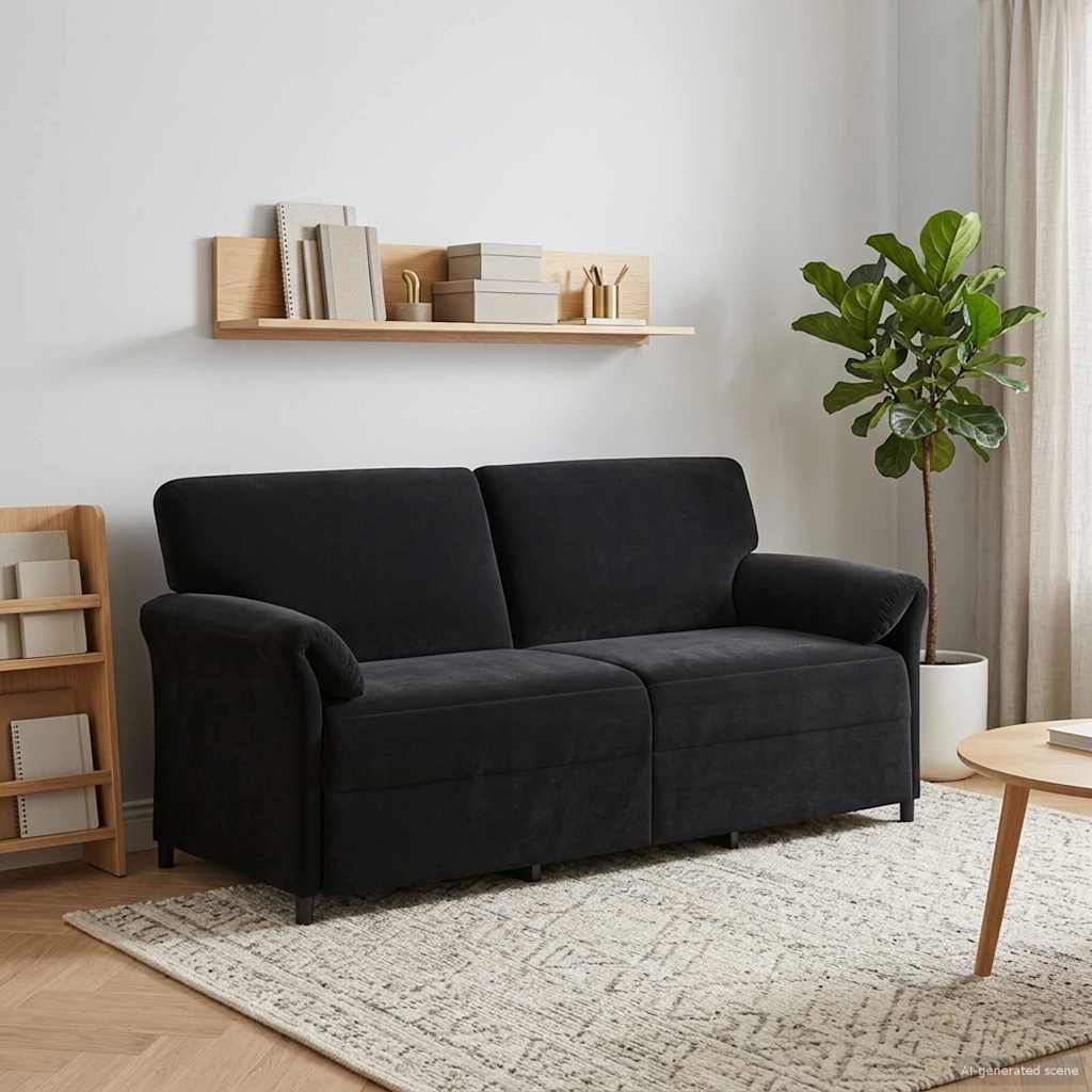 3-Seater Sofa Black 198 x 83 x 95 cm Velvet