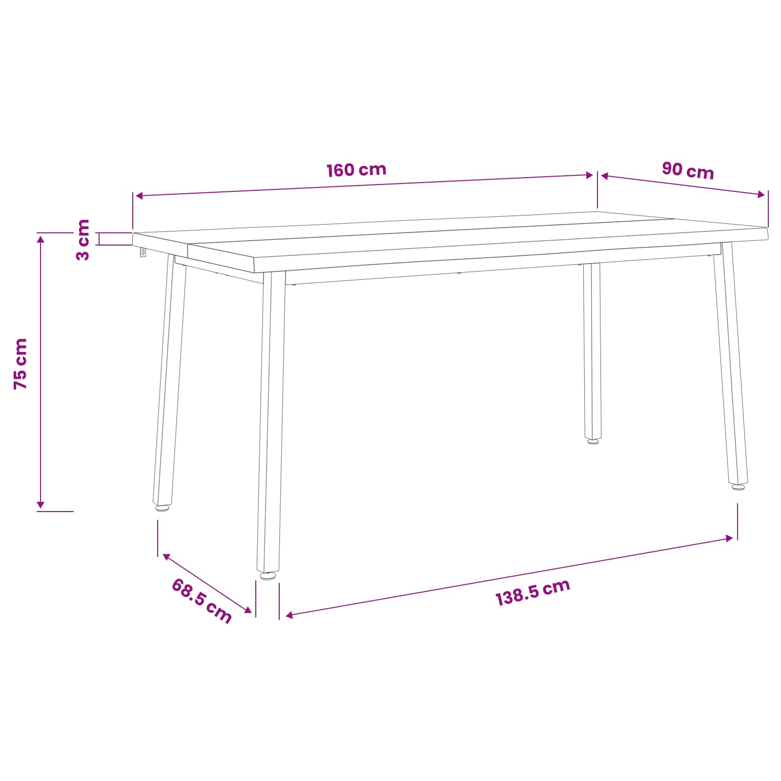 live edge dining table 160 x 90 x 75 cm Solid Acacia Wood