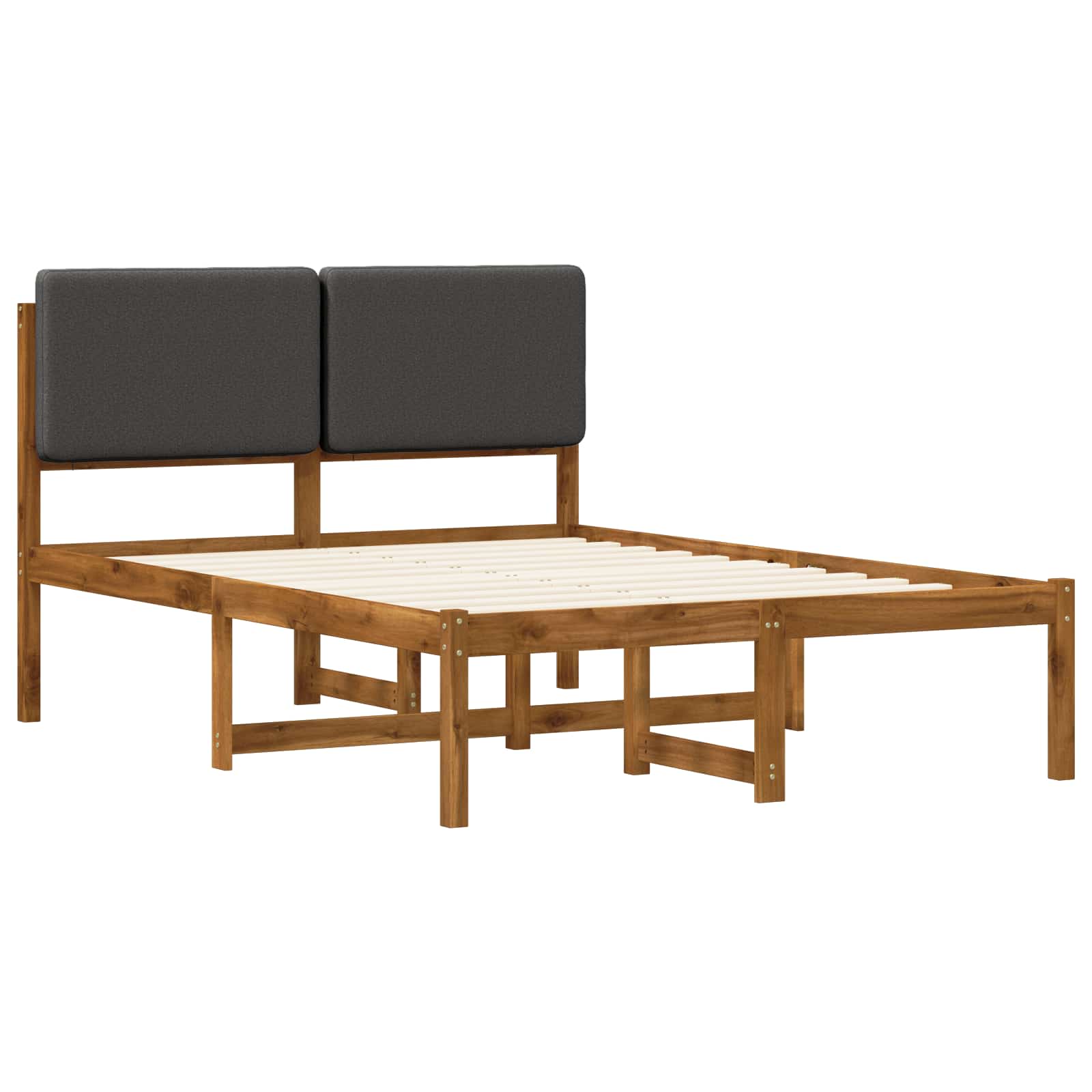 Bed Frame with Upholstered Headboard Natural and Dark Grey