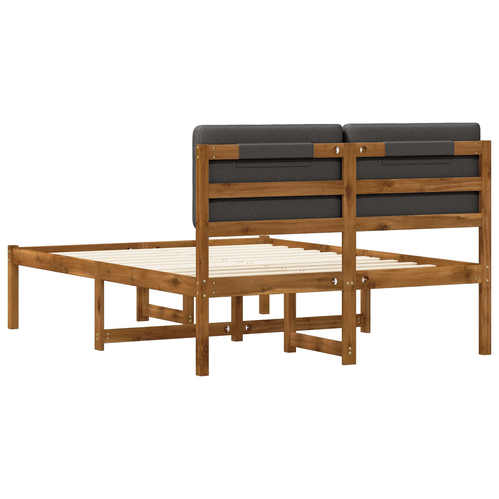 Bed Frame with Upholstered Headboard Natural and Dark Grey