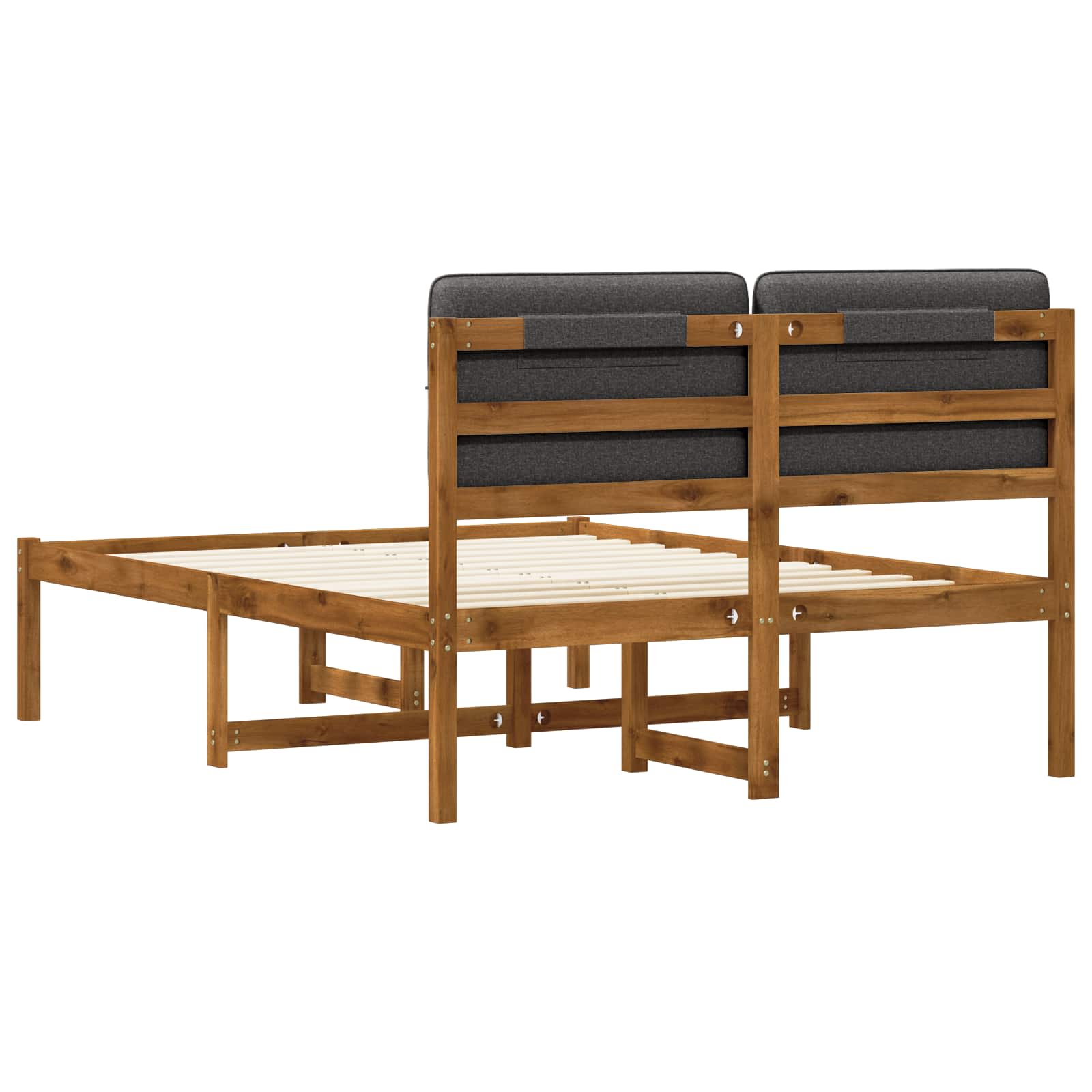 Bed Frame with Upholstered Headboard Natural and Dark Grey
