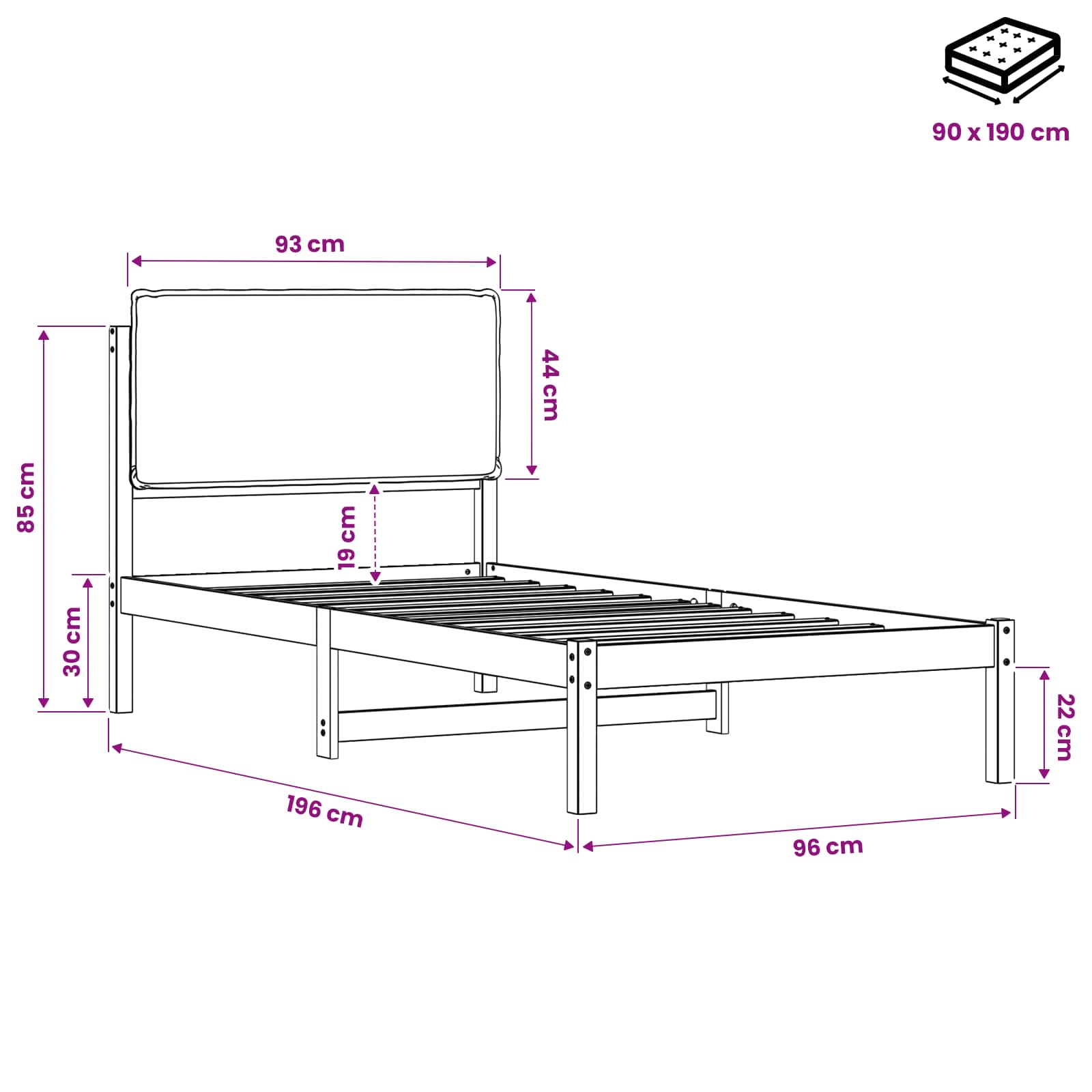 Bed Frame with Upholstered Headboard Natural and Dark Grey