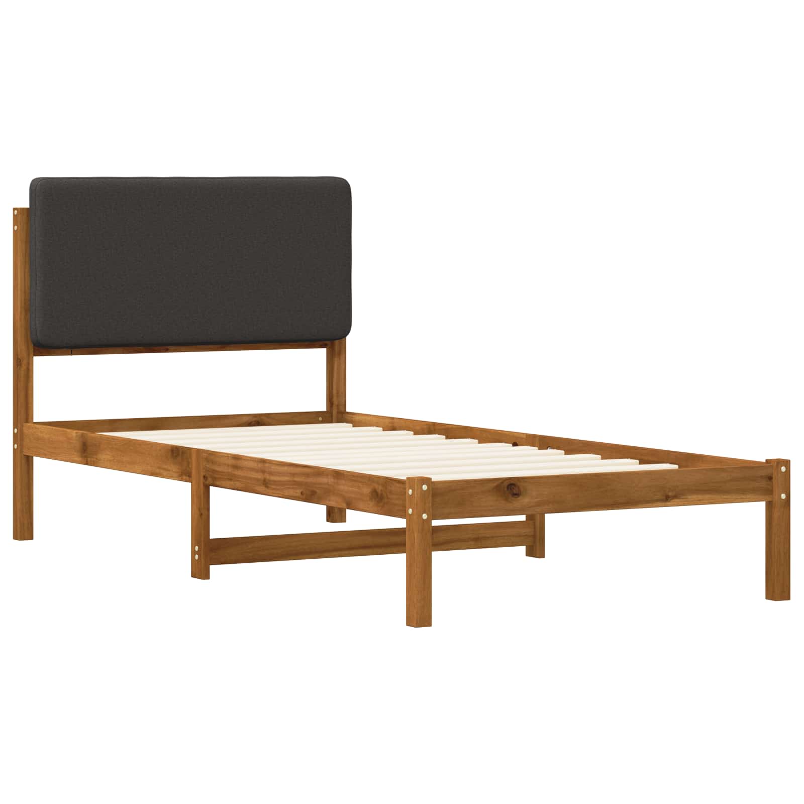 Bed Frame with Upholstered Headboard Natural and Dark Grey