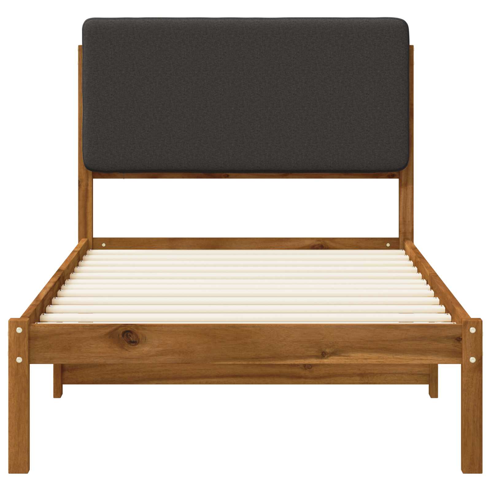 Bed Frame with Upholstered Headboard Natural and Dark Grey