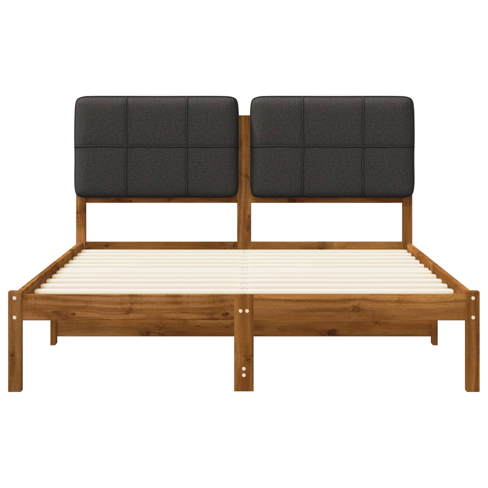 Bed Frame with Upholstered Headboard Natural and Dark Grey