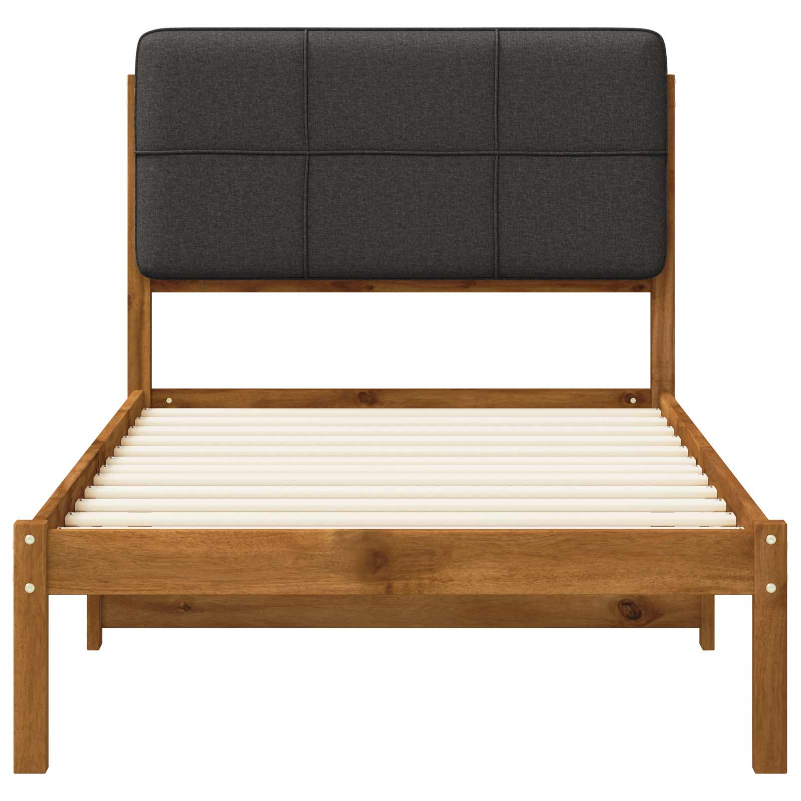 Bed Frame with Upholstered Headboard Natural and Dark Grey
