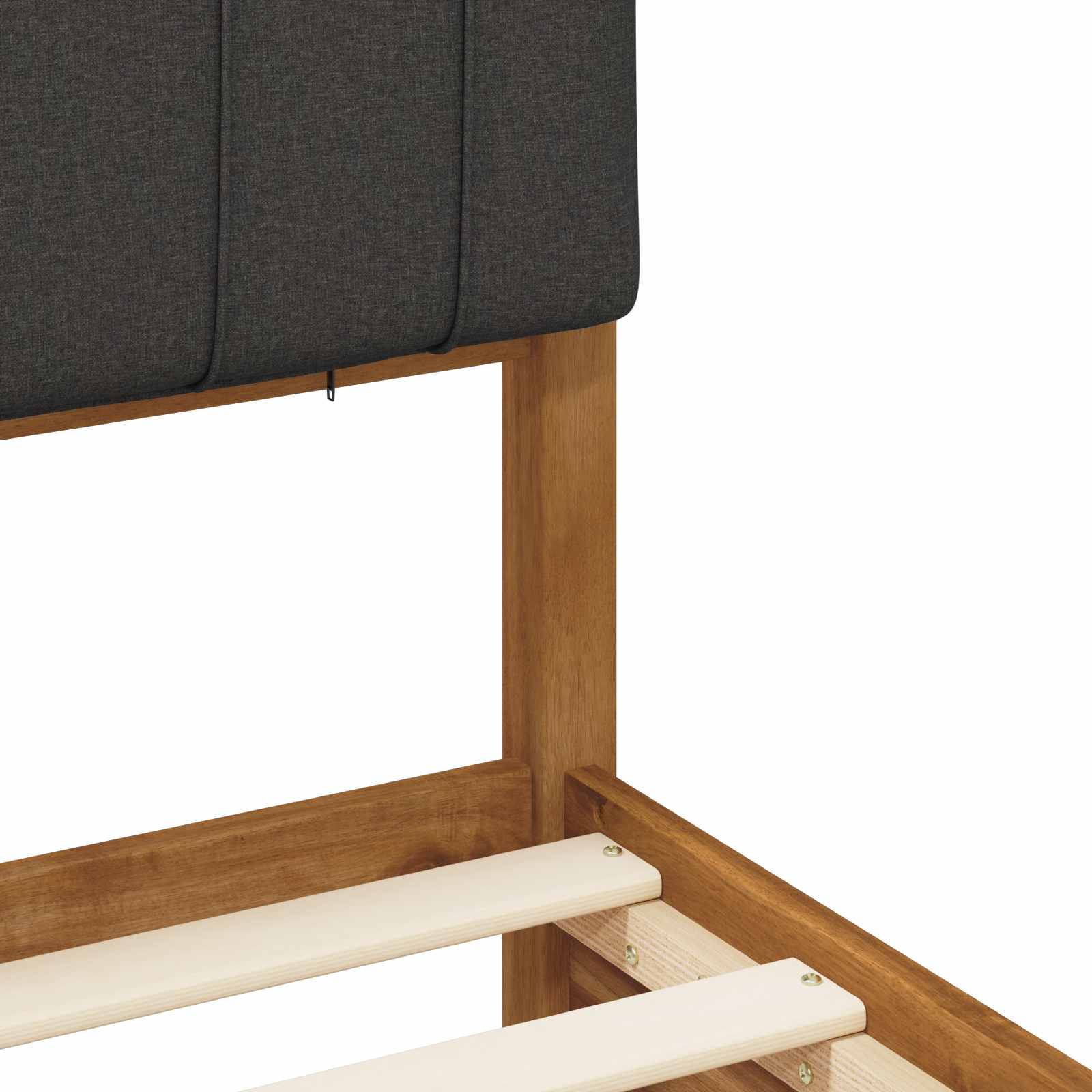Bed Frame with Upholstered Headboard Natural and Dark Grey