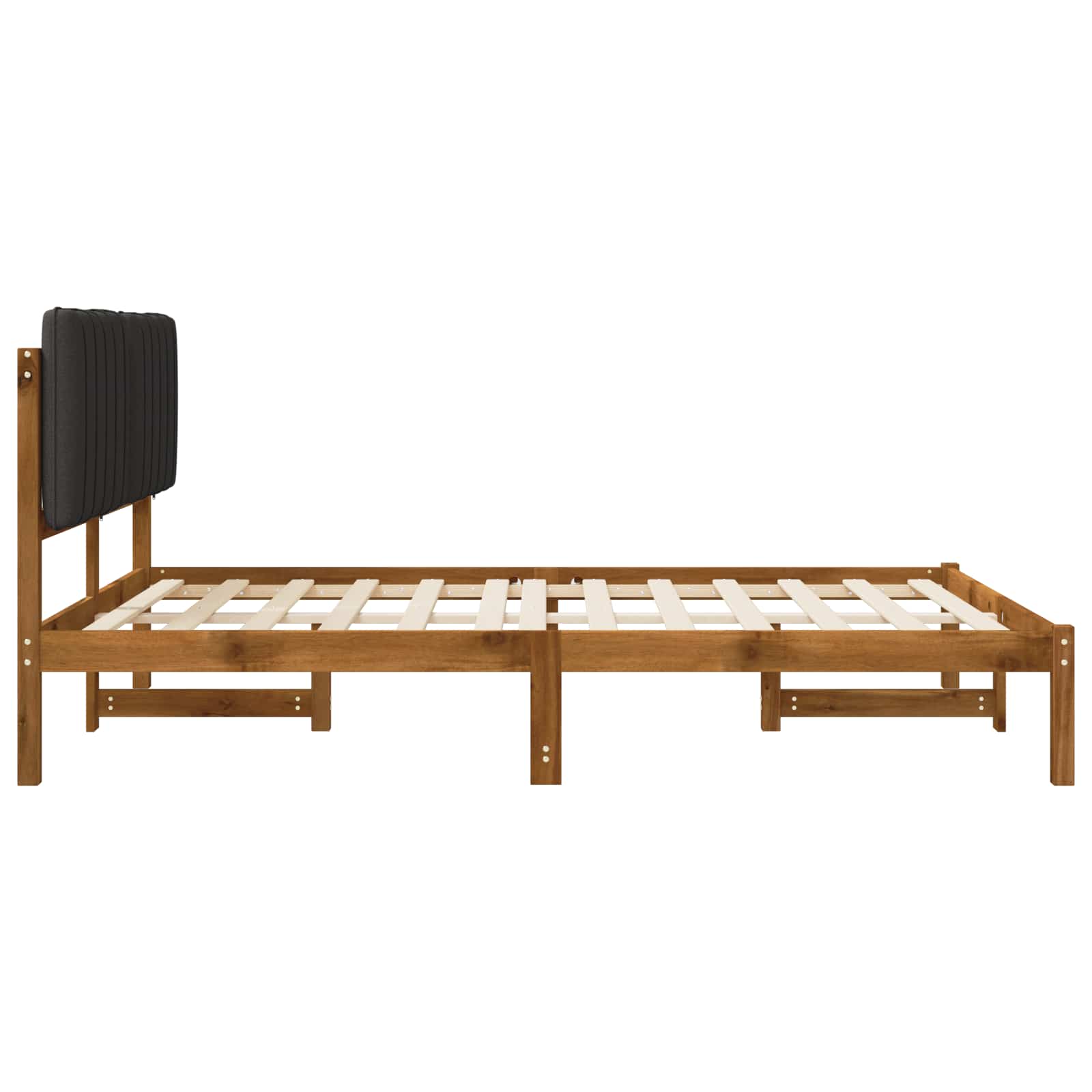 Bed Frame with Upholstered Headboard Natural and Dark Grey