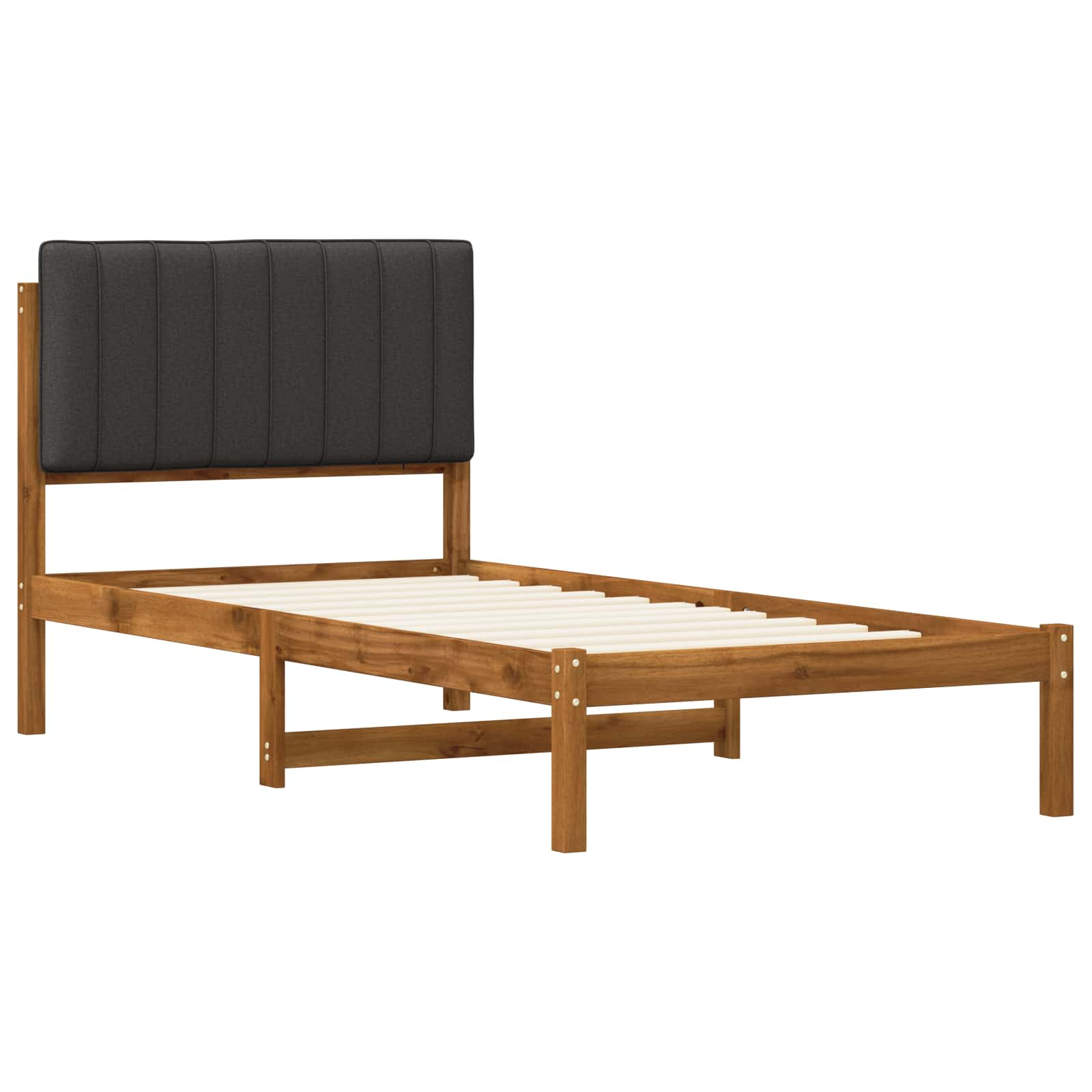 Bed Frame with Upholstered Headboard Natural and Dark Grey