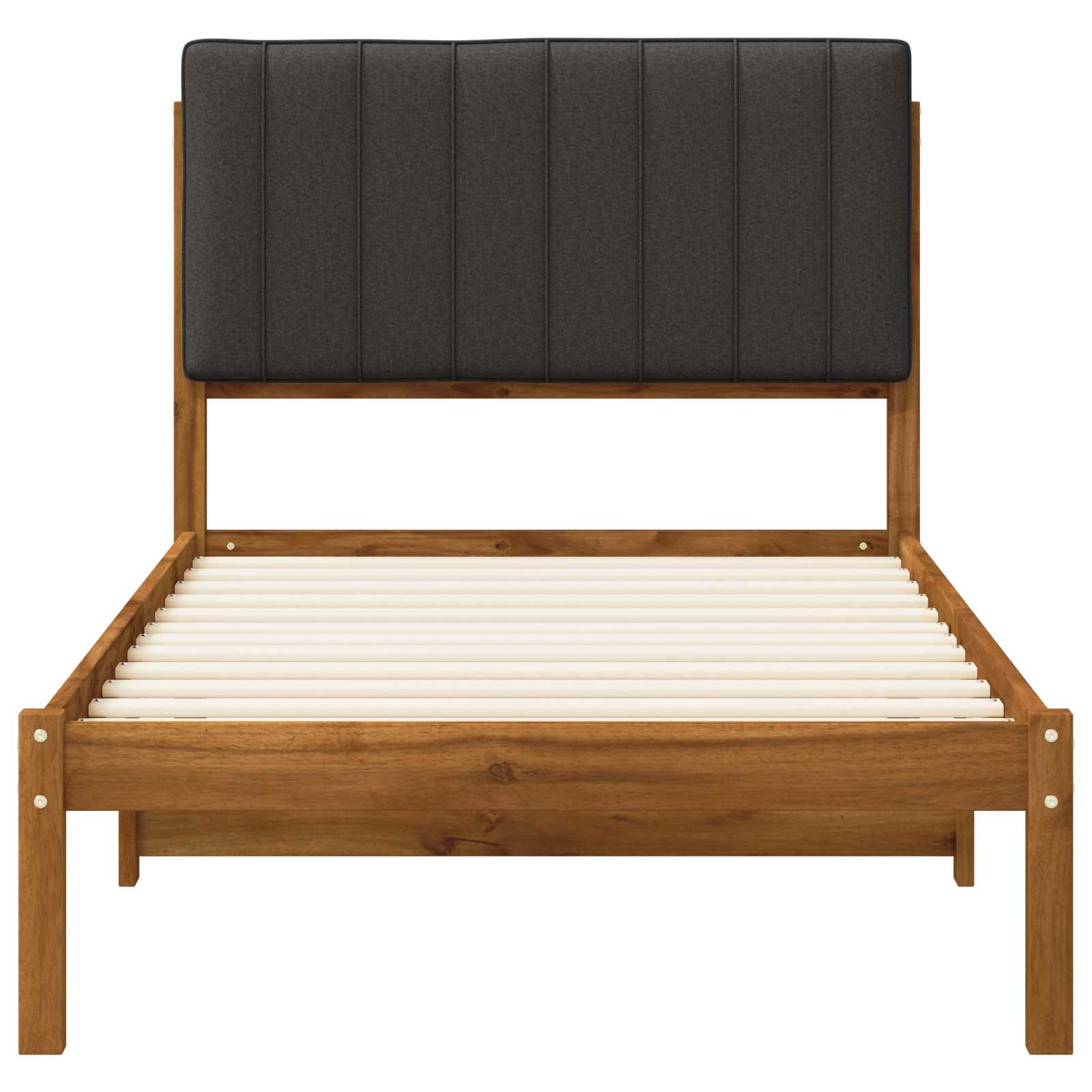 Bed Frame with Upholstered Headboard Natural and Dark Grey