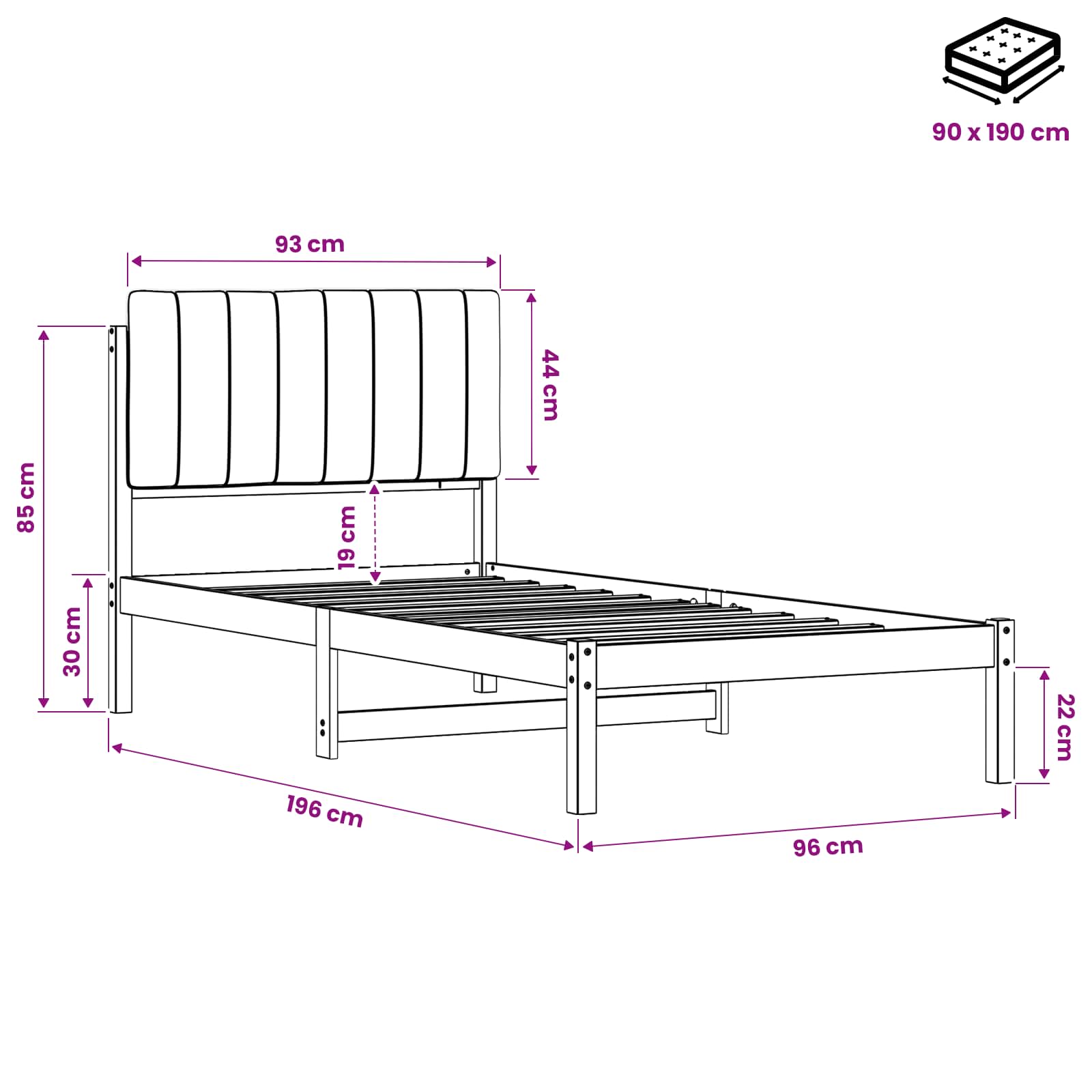 Bed Frame with Upholstered Headboard Natural and Dark Grey