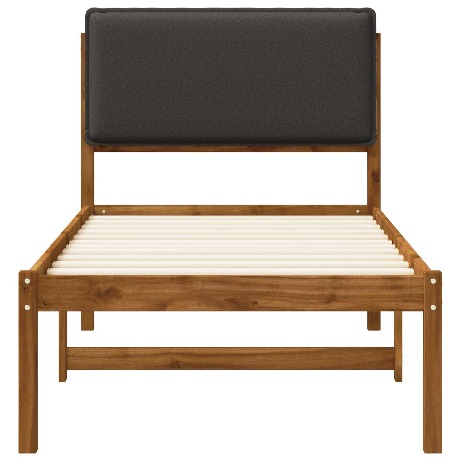 Bed Frame with Upholstered Headboard Natural and Dark Grey