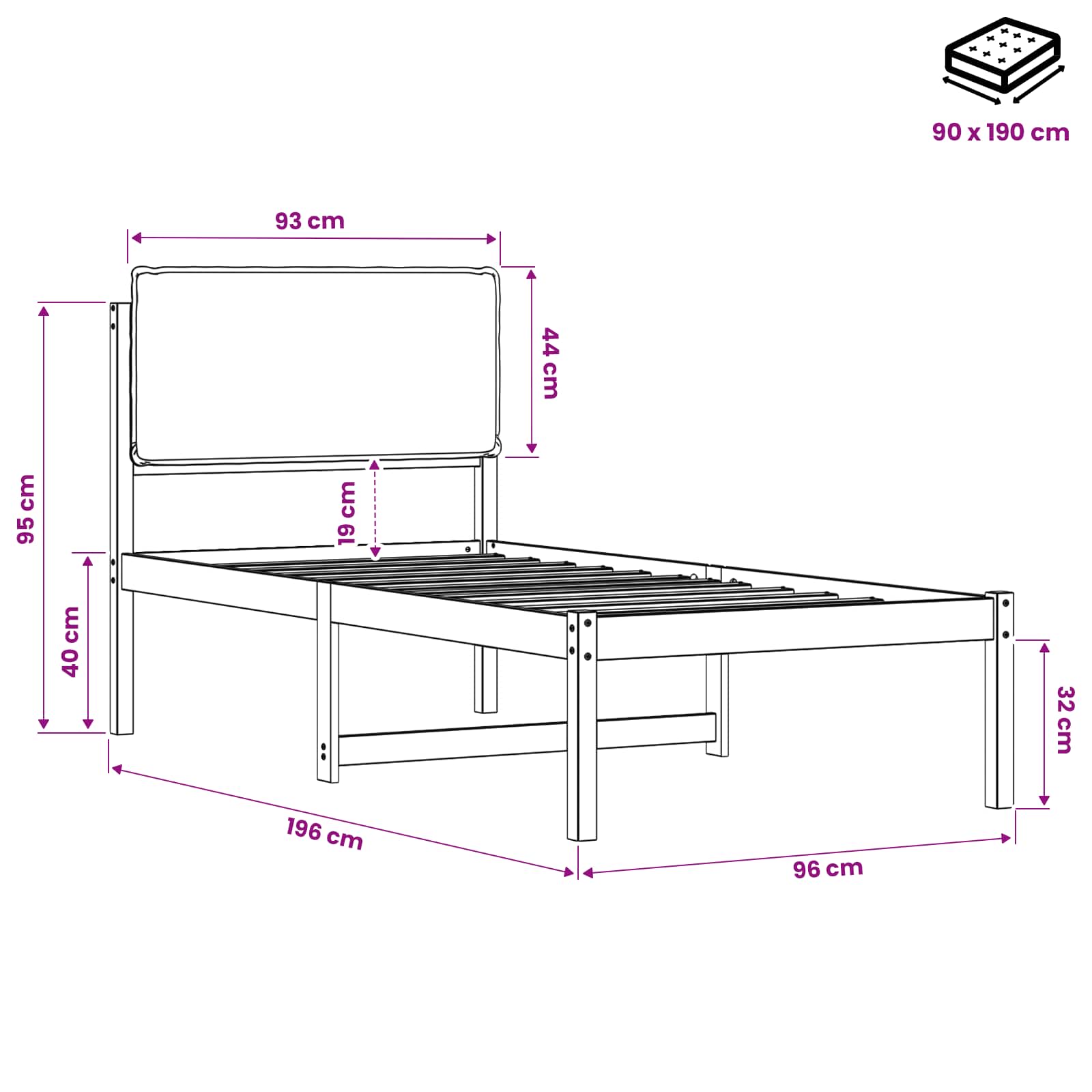 Bed Frame with Upholstered Headboard Natural and Dark Grey