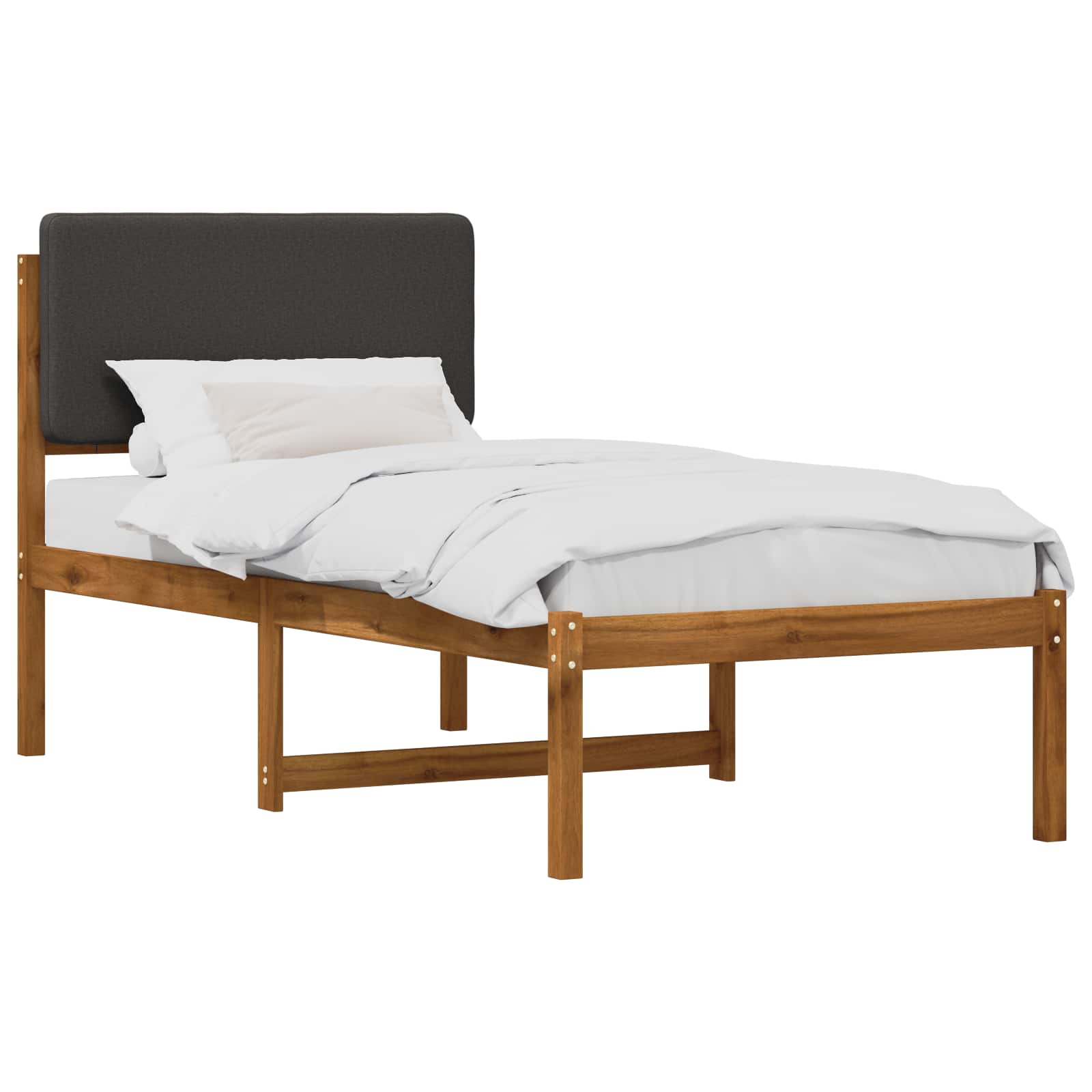 Bed Frame with Upholstered Headboard Natural and Dark Grey