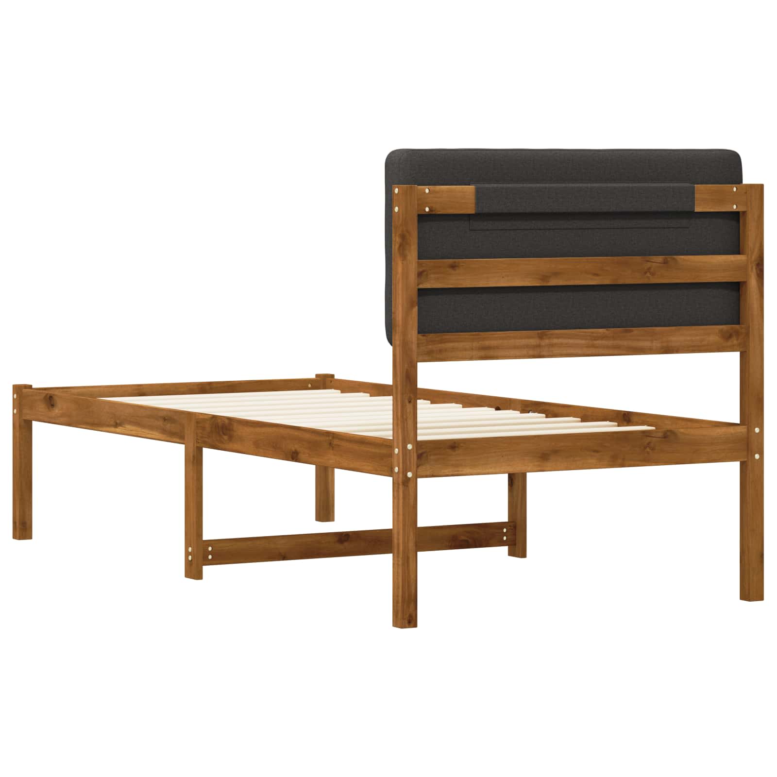 Bed Frame with Upholstered Headboard Natural and Dark Grey