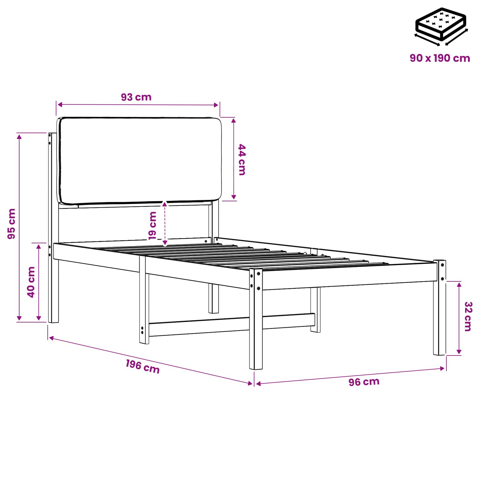 Bed Frame with Upholstered Headboard Natural and Dark Grey