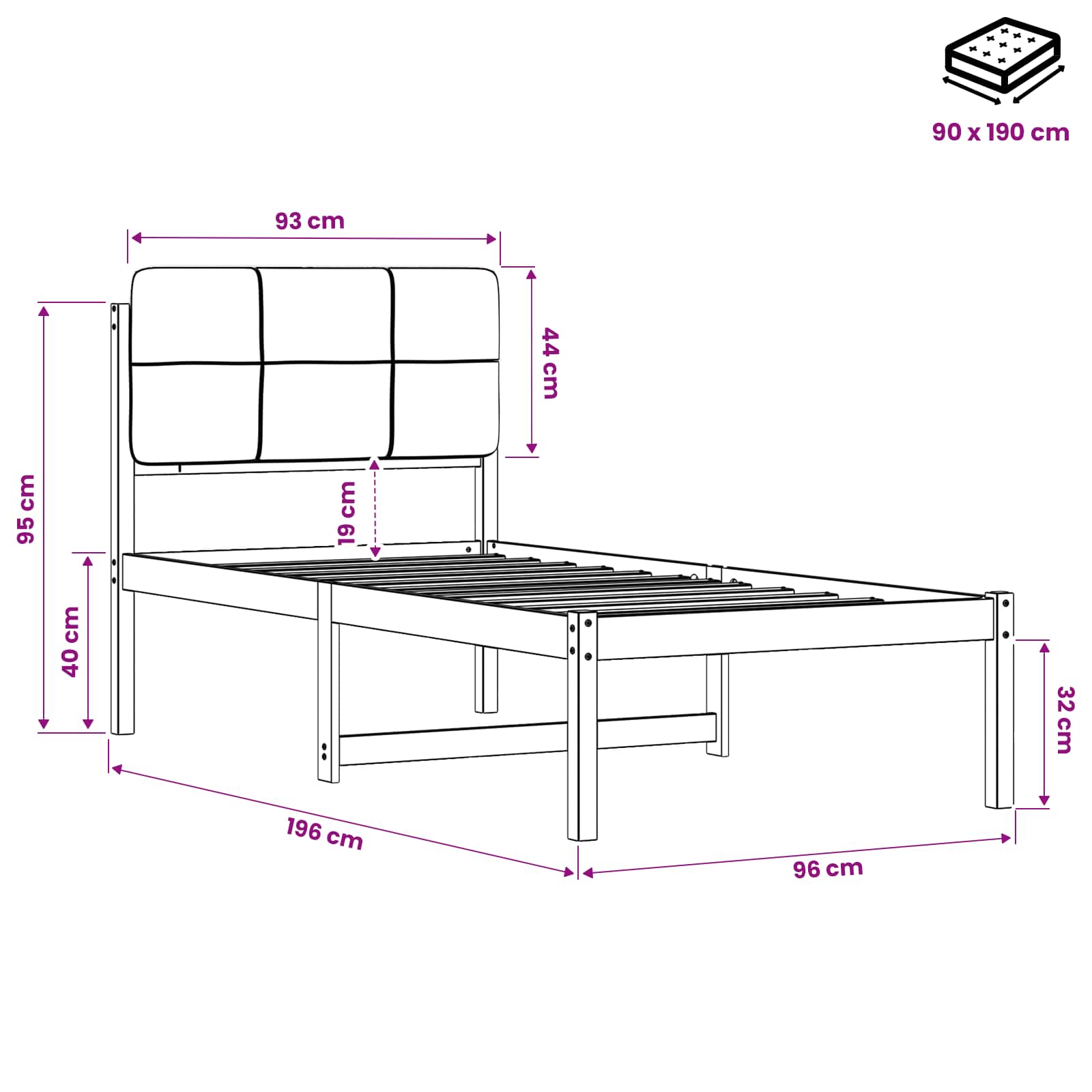 Bed Frame with Upholstered Headboard Natural and Dark Grey