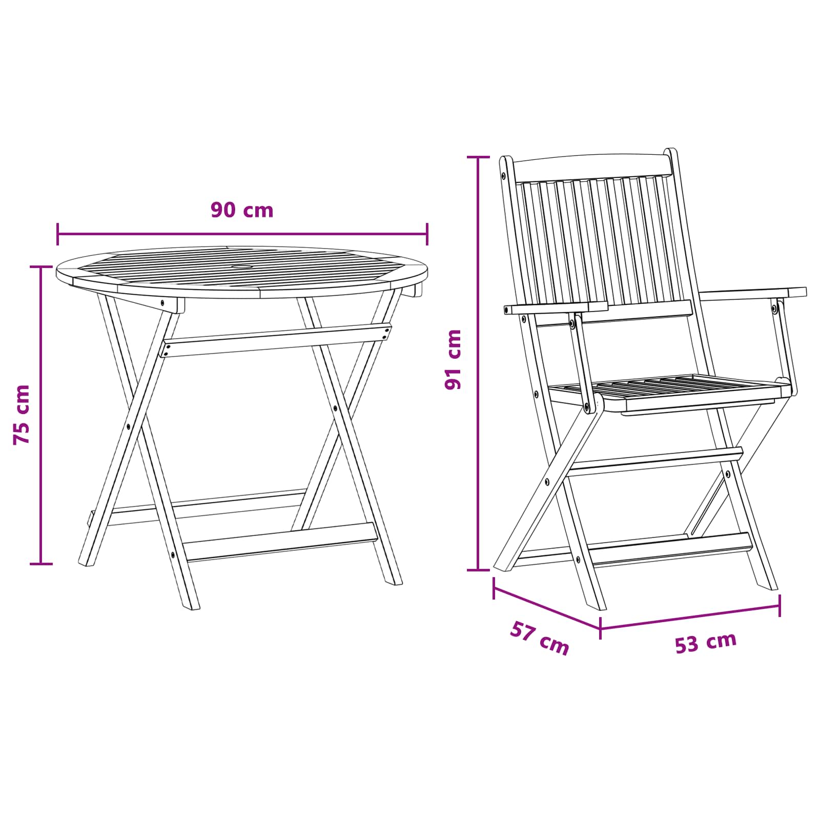 Outdoor Furniture Set 5 pcs Natural Solid Eucalyptus Wood